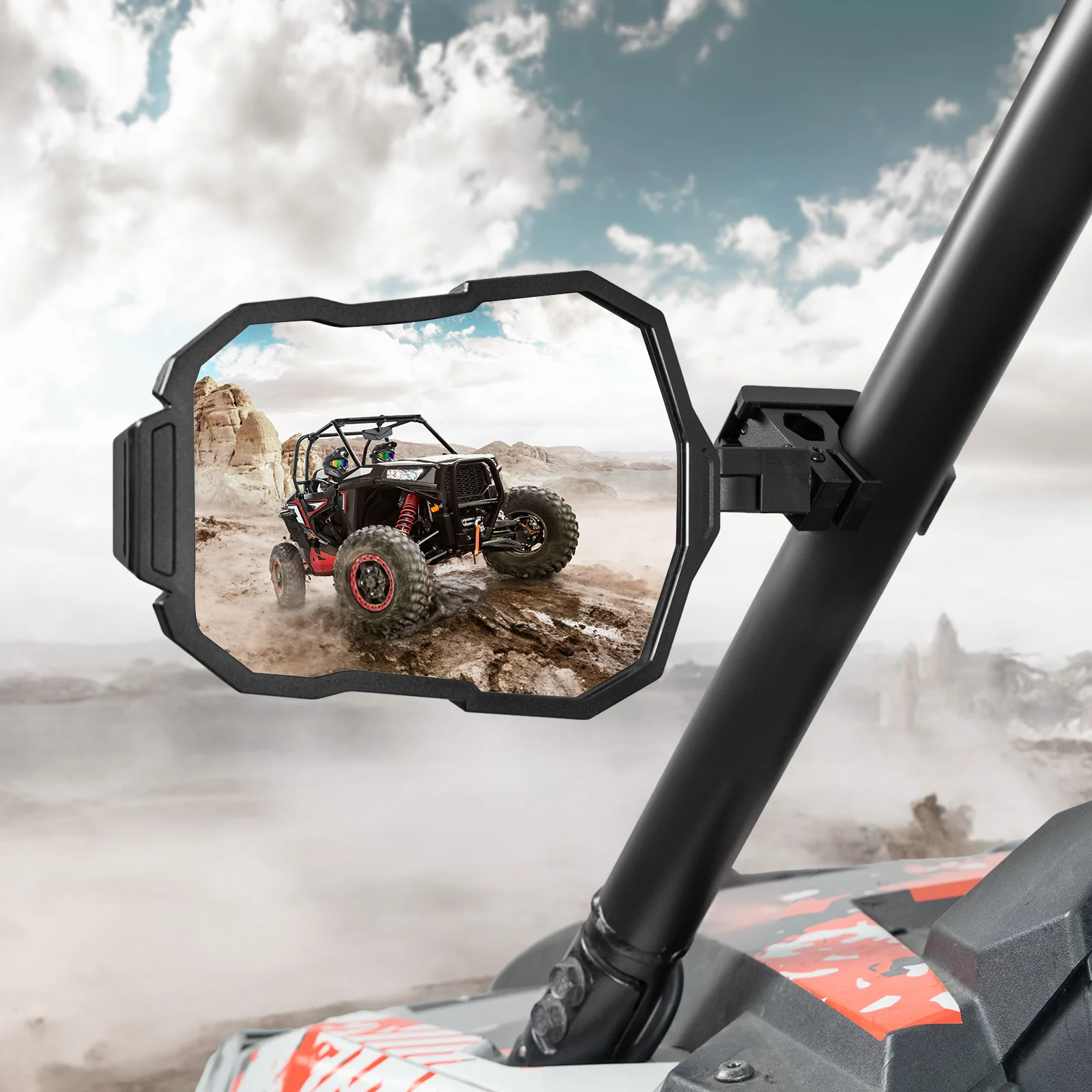 UTV Side Mirrors Fits 1.5-2 inch Roll Cage for Polaris RZR Can Am Mule Zforce Pioneer - Image 8