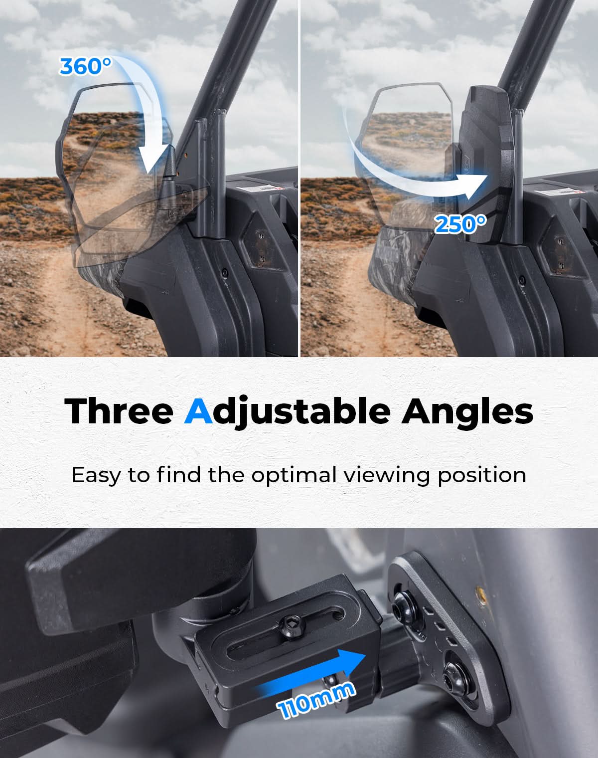 UTV Side Mirrors For CFMOTO UFORCE 1000/1000XL 2019-2026(Not Fit Full Door) - Image 4