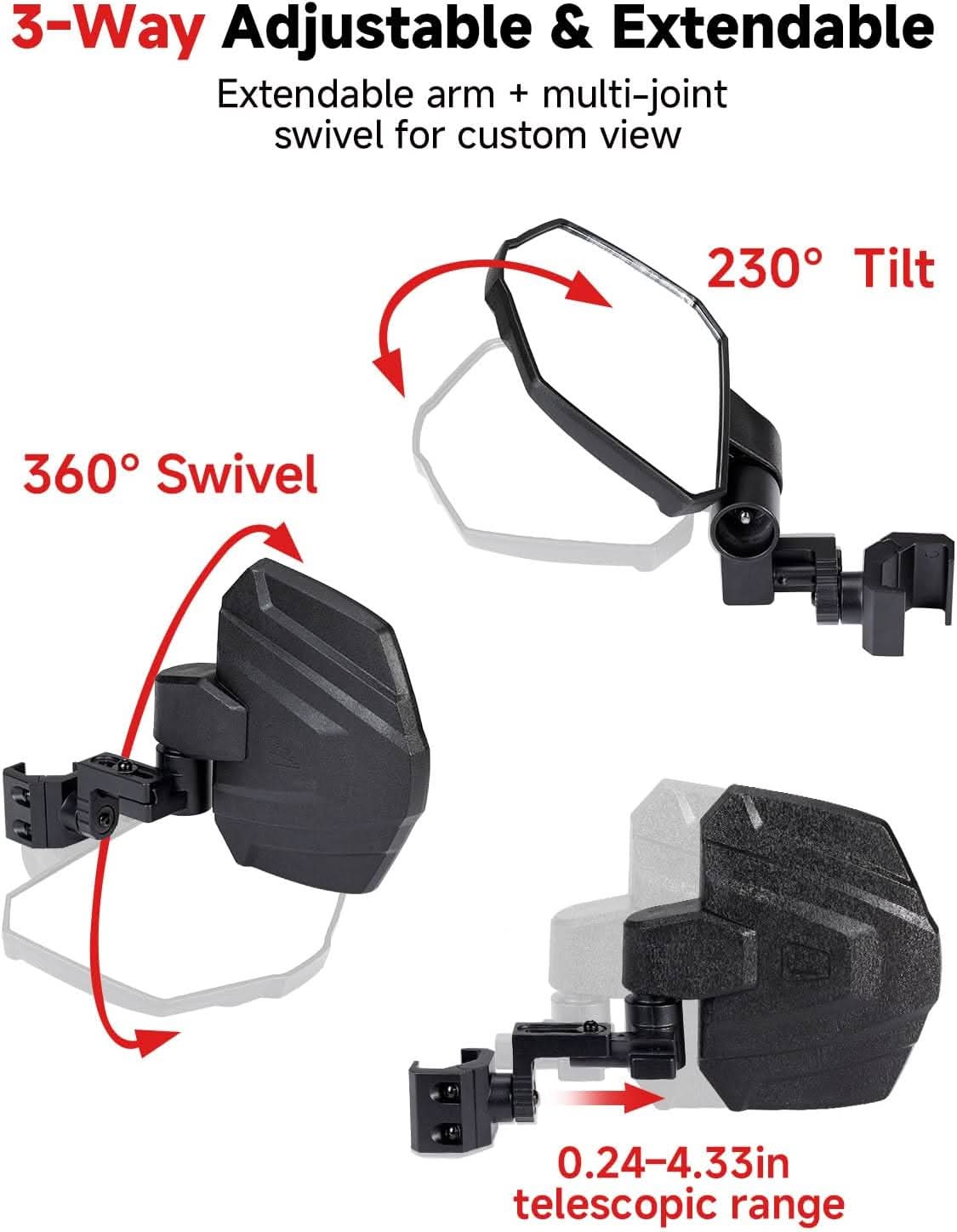 UTV Side Mirrors For Polaris|Can-Am| CFMOTO - Image 2