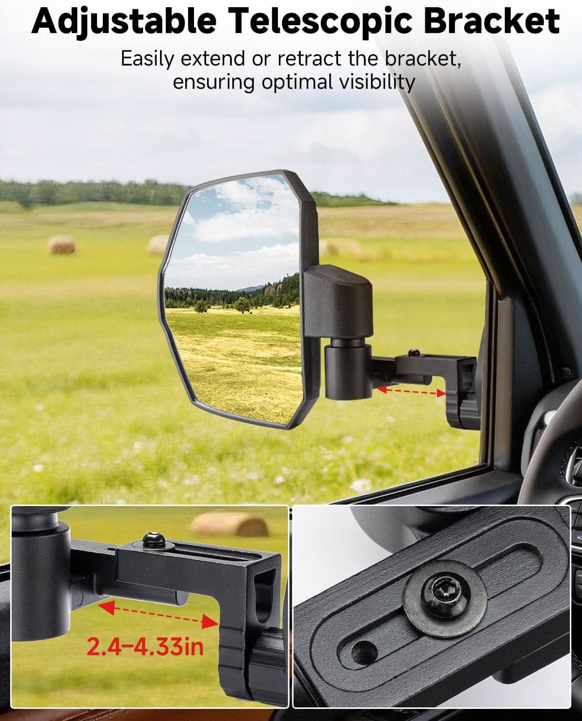 UTV Side Mirrors for Polaris Ranger Crew/XD 1500 2024-2026 - Image 2