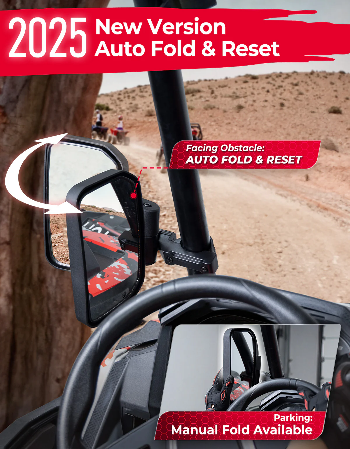 UTV Side Mirrors for Polaris RZR|Can-Am|CFMOTO Zforce - Image 2