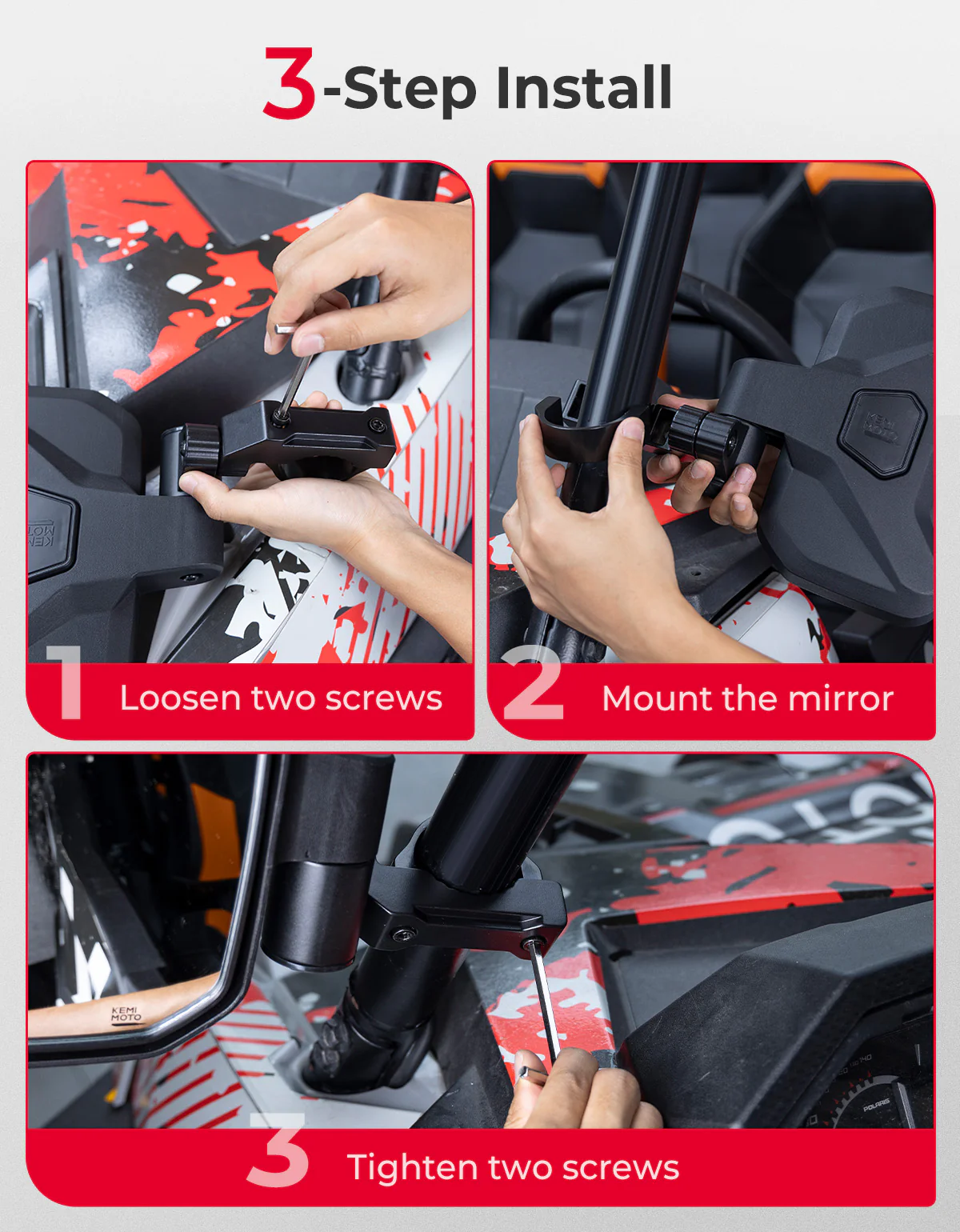 UTV Side Mirrors for Polaris RZR|Can-Am|CFMOTO Zforce - Image 4