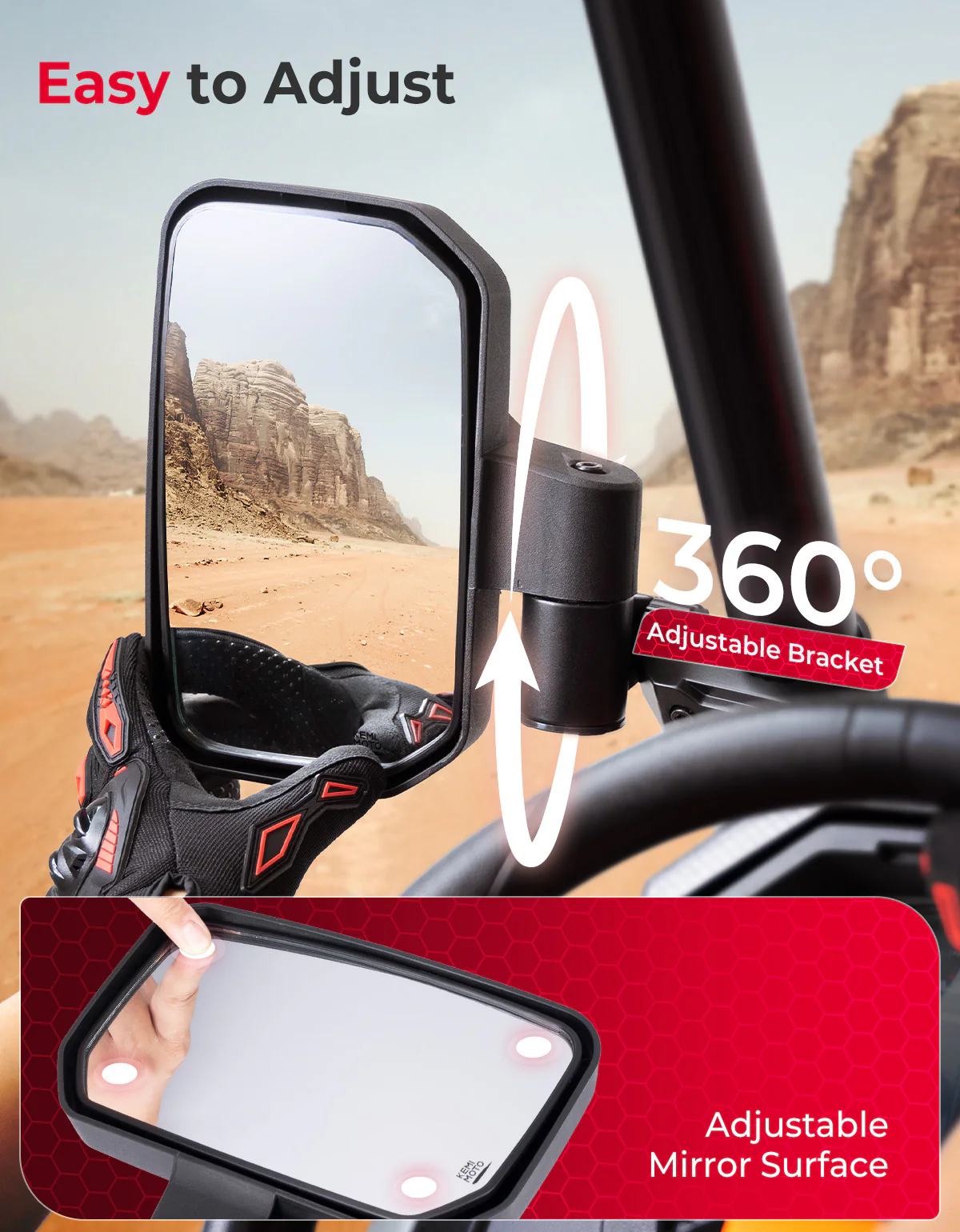 UTV Side Mirrors for Polaris RZR|Can-Am|CFMOTO Zforce - Image 5