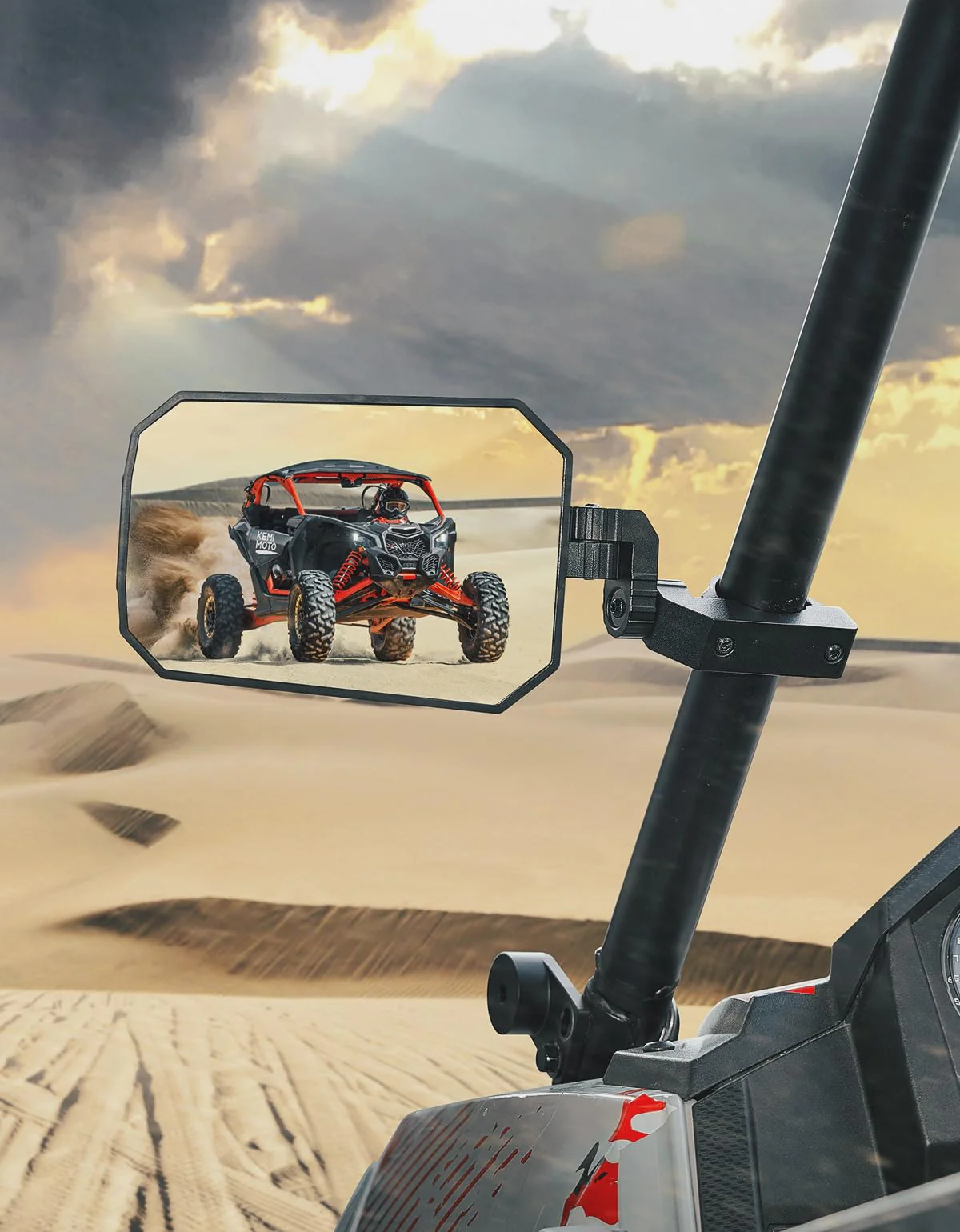 UTV Side Mirrors, Tool-free Multi-Adjustment for Can Am Maverick X3/ RZR w/ 1.65-2" Roll bar - Image 8