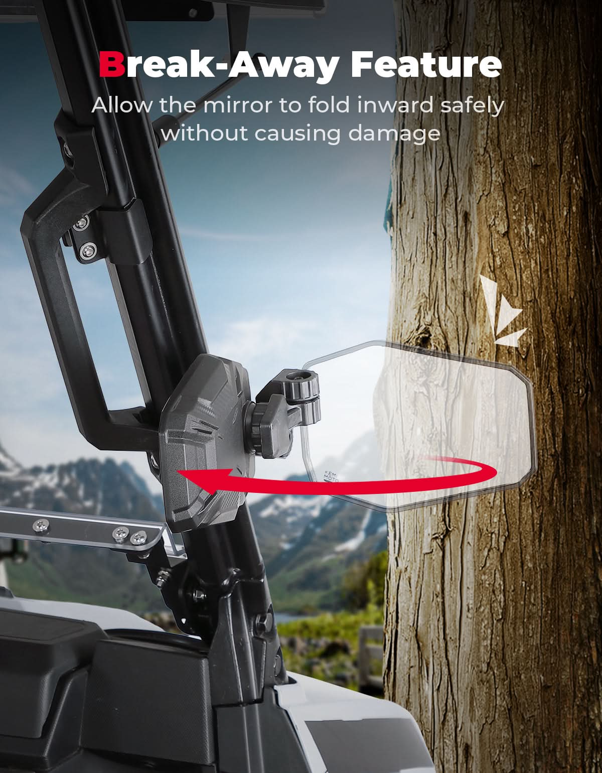UTV Side Mirrors, UTV Rearview Mirrors Fit for Windshield for Polaris Ranger General/ Can-Am Defender/ Maverick Trail - Image 5