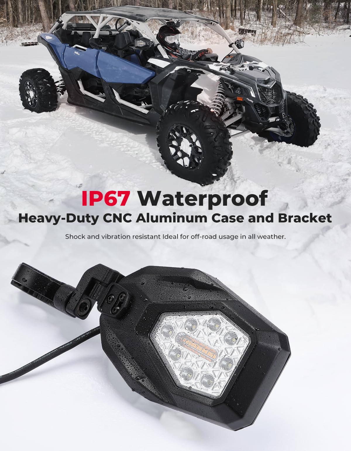 Side Mirrors with LED Turn Lights for Can Am Maverick X3/ RZR w/ 1.6"-2" Roll Bar - Image 7