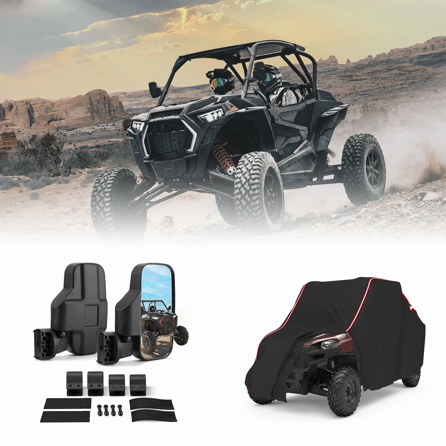 UTV Side View Mirror and Storage Cover for Polaris RZR - Image 4