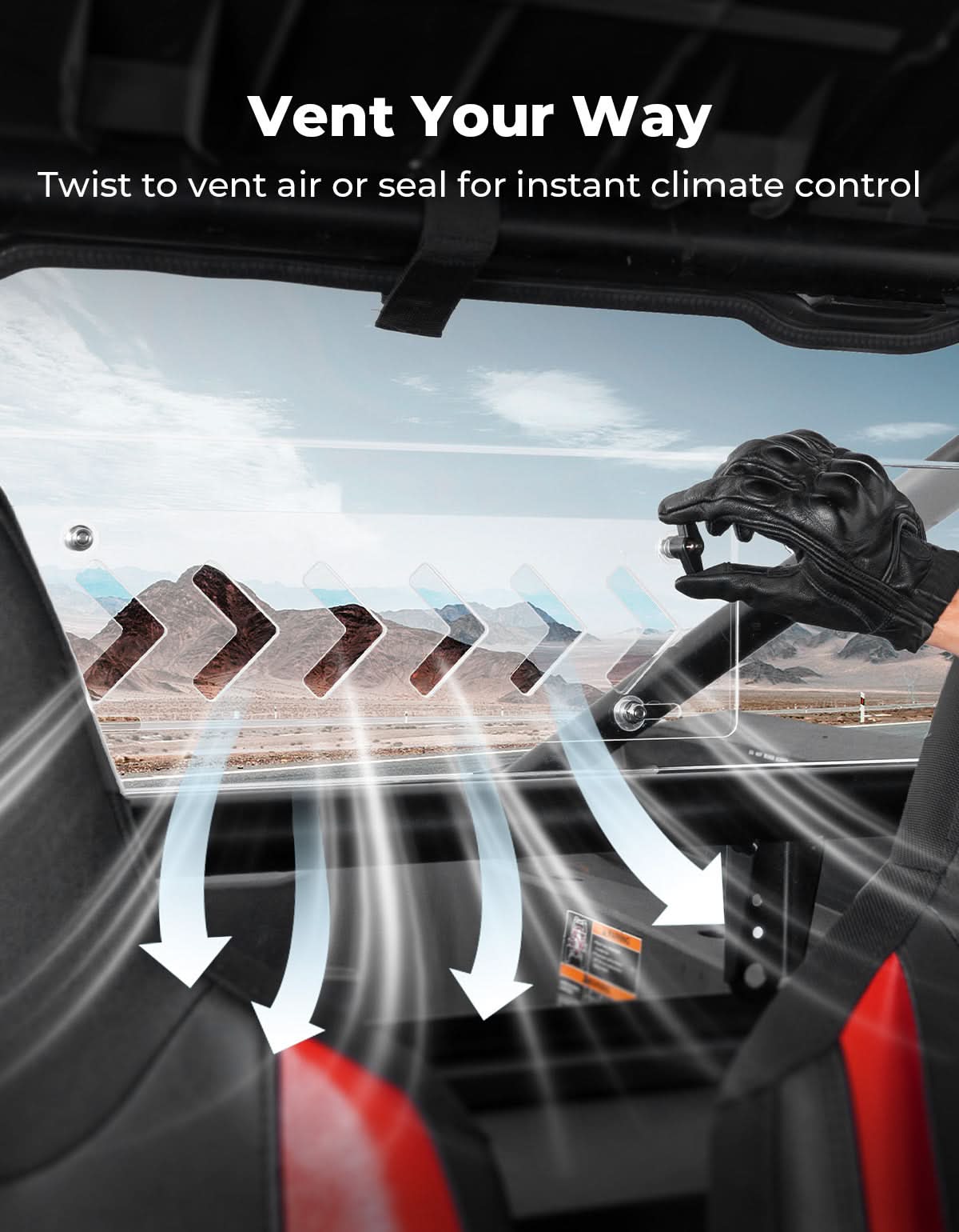 UTV Sliding Vented Clear Rear Windshield for 2024+ Polaris RZR XP 1000 / RZR XP4 1000 - Image 2