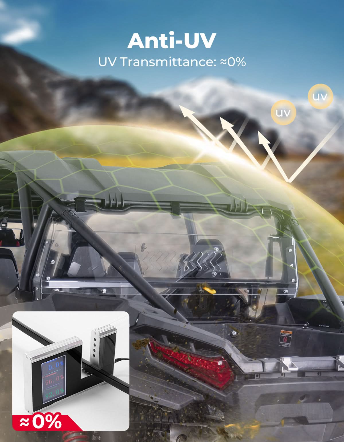 UTV Sliding Vented Clear Rear Windshield for 2024+ Polaris RZR XP 1000 / RZR XP4 1000 - Image 6