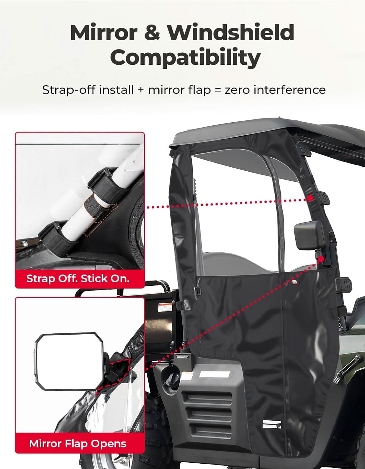 UTV Soft Cab Enclosure Doors for Hisun 400, Coleman, Massimo - Image 4