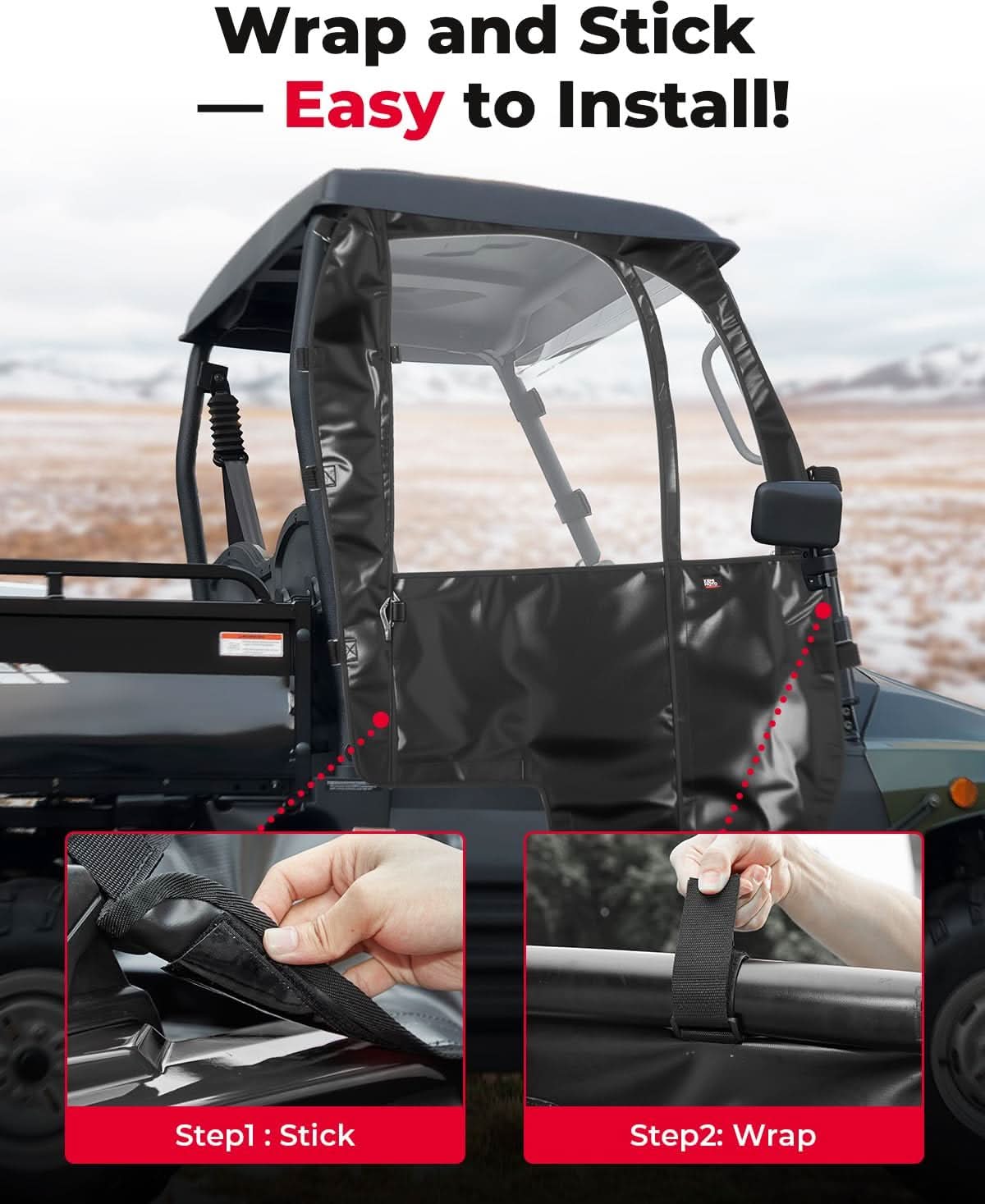 UTV Soft Cab Enclosure Doors for Hisun 400, Coleman, Massimo - Image 5