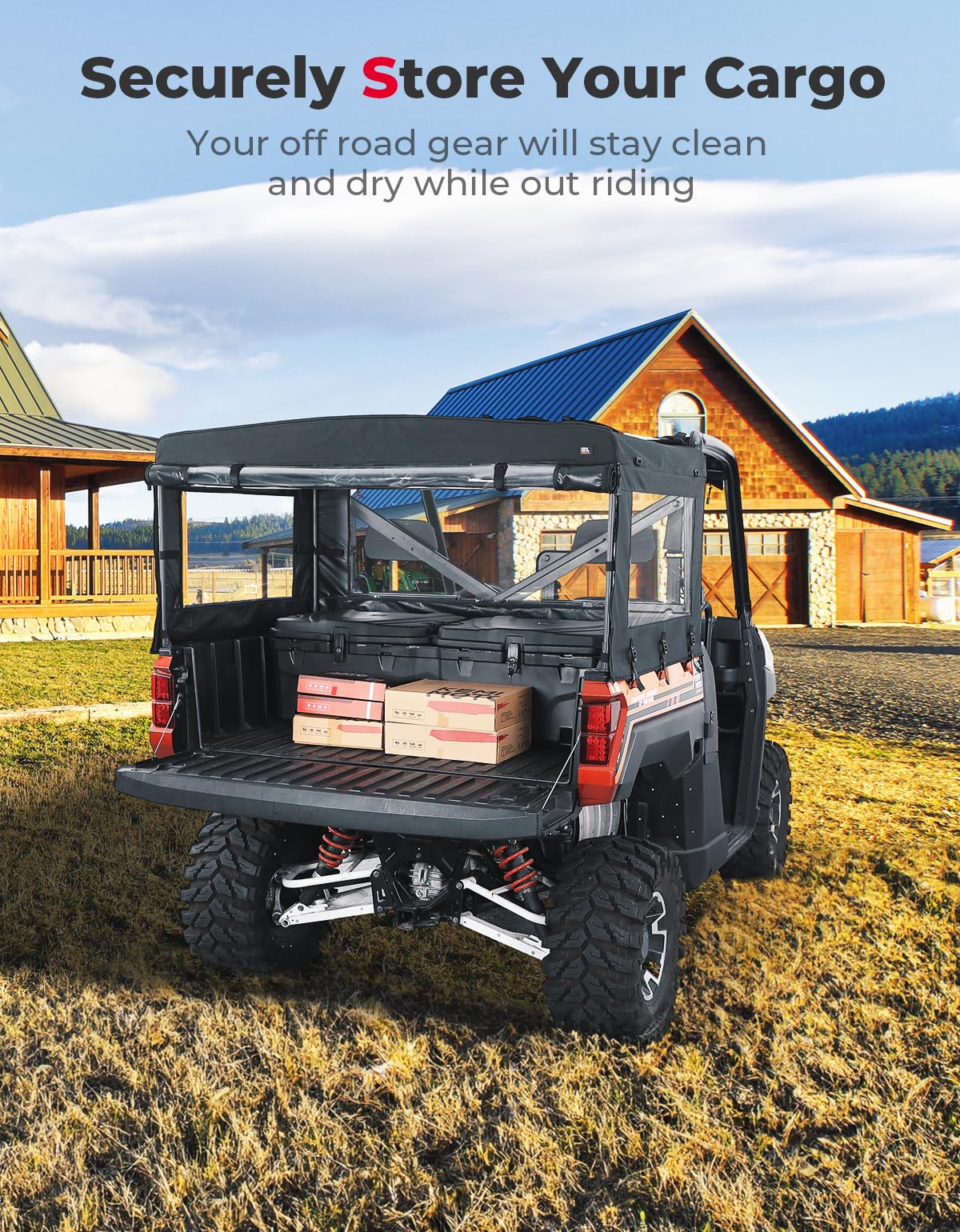 UTV Soft Cargo Camper Bed Cover Rack for Polaris Ranger 570 Full-size/XP 900/1000 / XP 1000 / Crew - Image 2