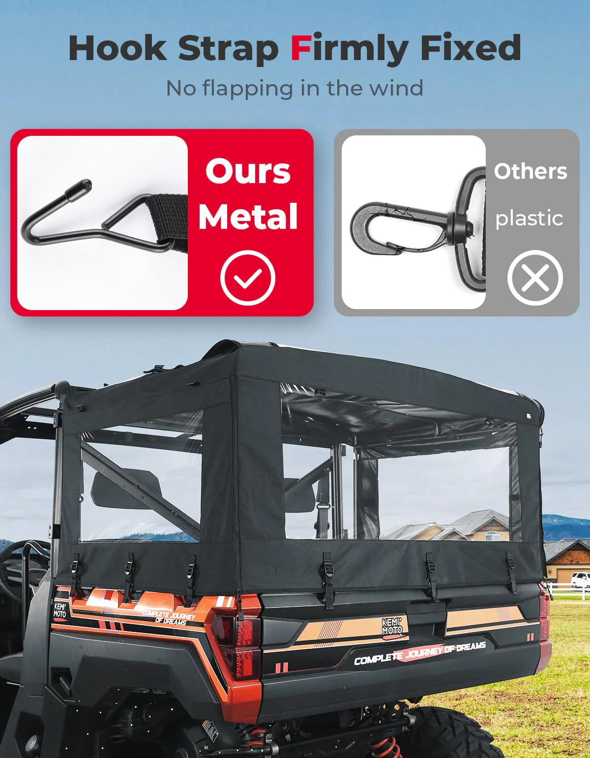 UTV Soft Cargo Camper Bed Cover Rack for Polaris Ranger 570 Full-size/XP 900/1000 / XP 1000 / Crew - Image 5