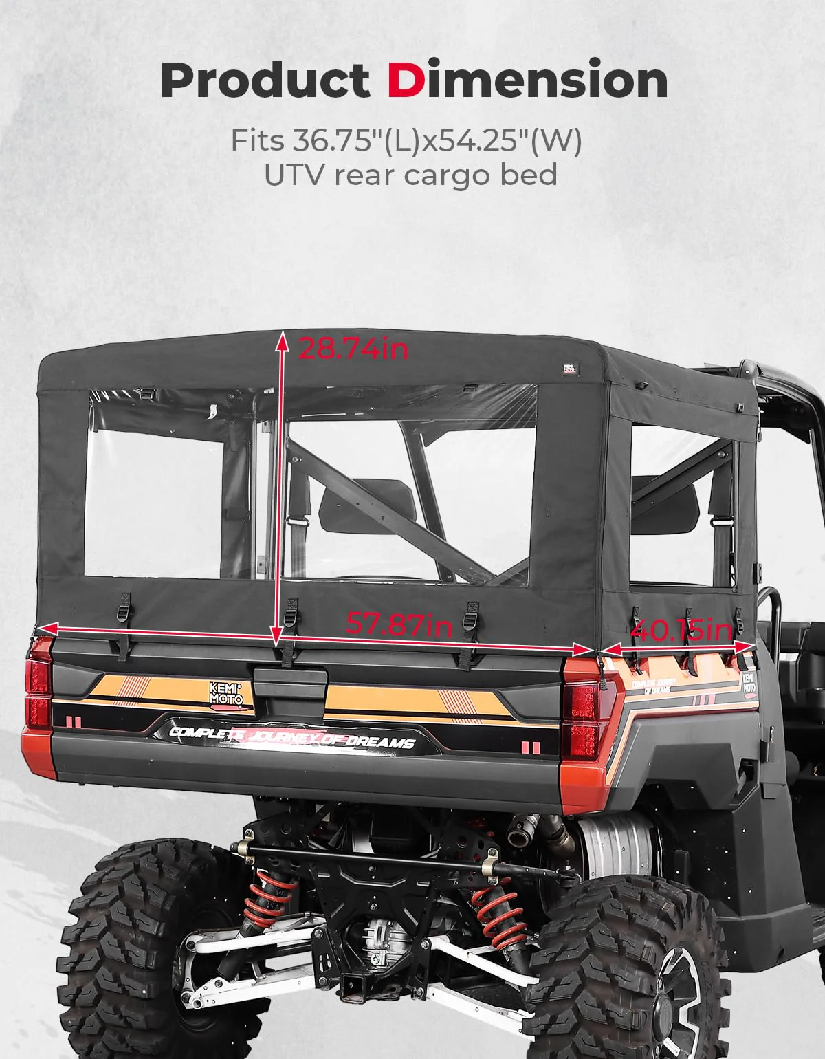UTV Soft Cargo Camper Bed Cover Rack for Polaris Ranger 570 Full-size/XP 900/1000 / XP 1000 / Crew - Image 7