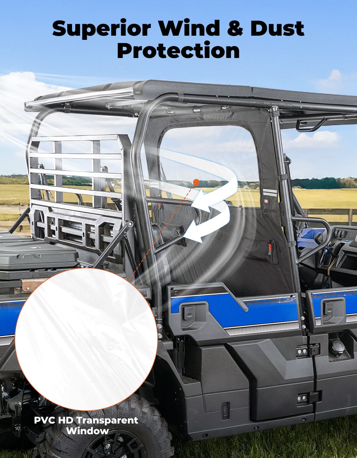 UTV Soft Rear Window for Kawasaki Mule PRO-FXT 2015+ - Image 3