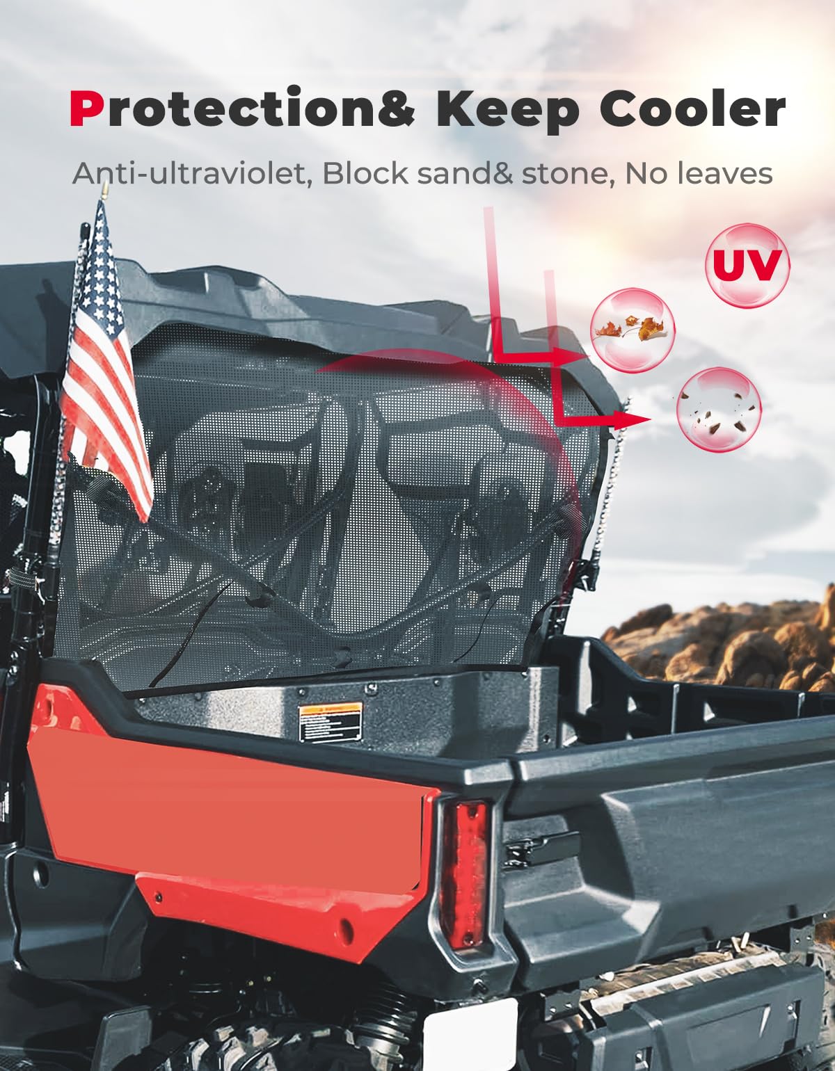 UTV Soft Rear Window Net For Pioneer 1000-6 - Image 2