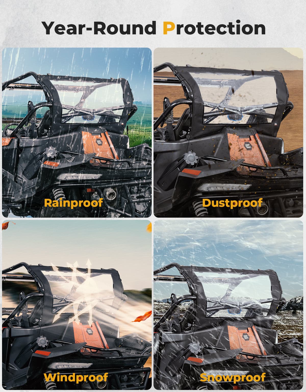 UTV Soft Rear Windshield for CFMOTO ZForce 950 - Image 3