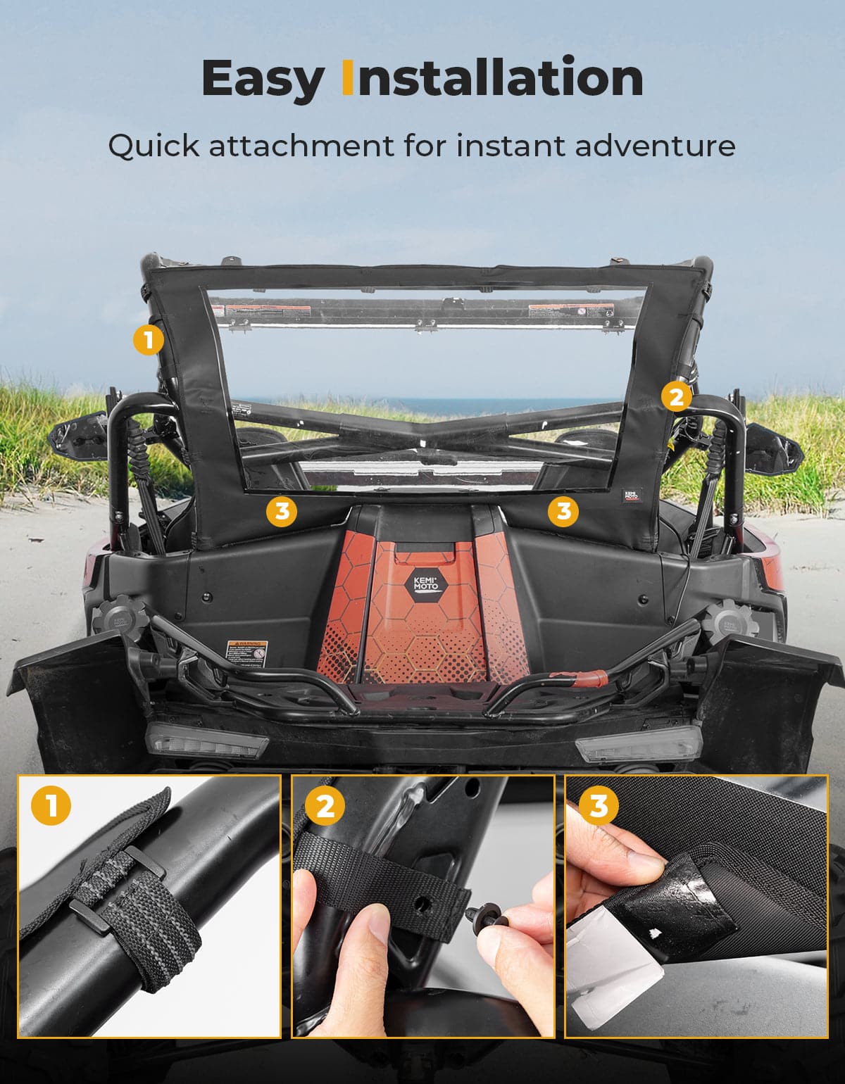 UTV Soft Rear Windshield for CFMOTO ZForce 950 - Image 5