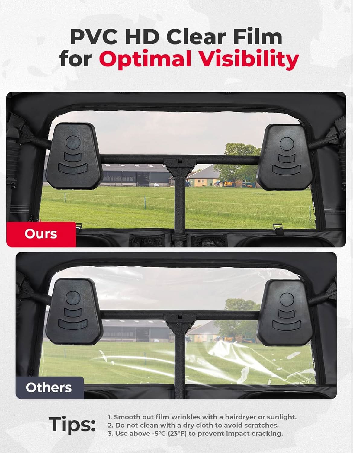 UTV Soft Rear Windshield for Hisun 500/700, Massimo MSU500/700 & Cub Cadet 500/700 - Image 4