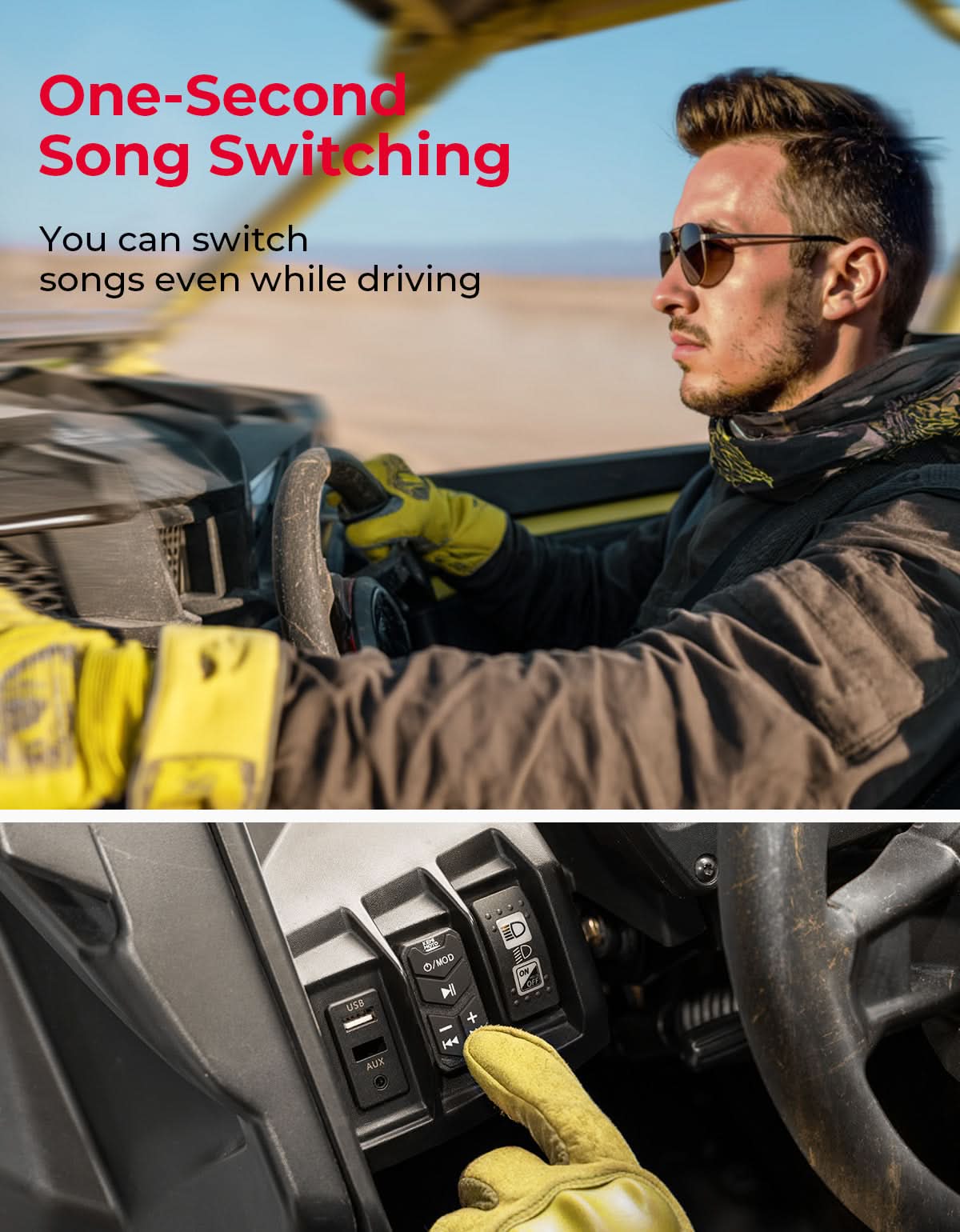 6.5'' UTV Bluetooth Sound System Speakers for Can Am Maverick X3/ RZR w/ 1.625''-1.9'' Roll Bar - Image 4