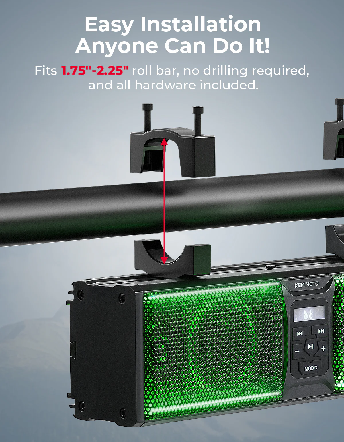 16â RGB Universal Sound Bar for Can Am Maverick X3/ RZR w/ 1.75''-2.25'' Roll Bar - Image 5