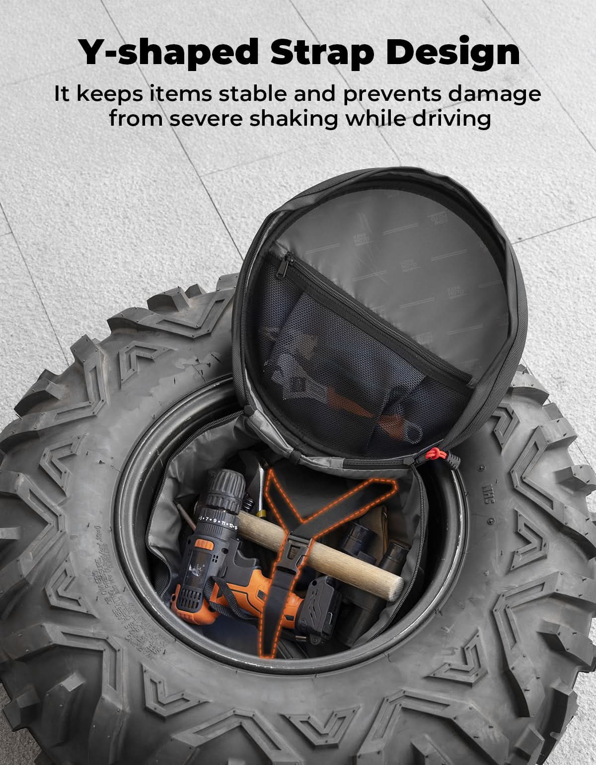 UTV Spare Tire Storage Bag for Can-Am Maverick X3 Polaris RZR XP 1000 - Image 2