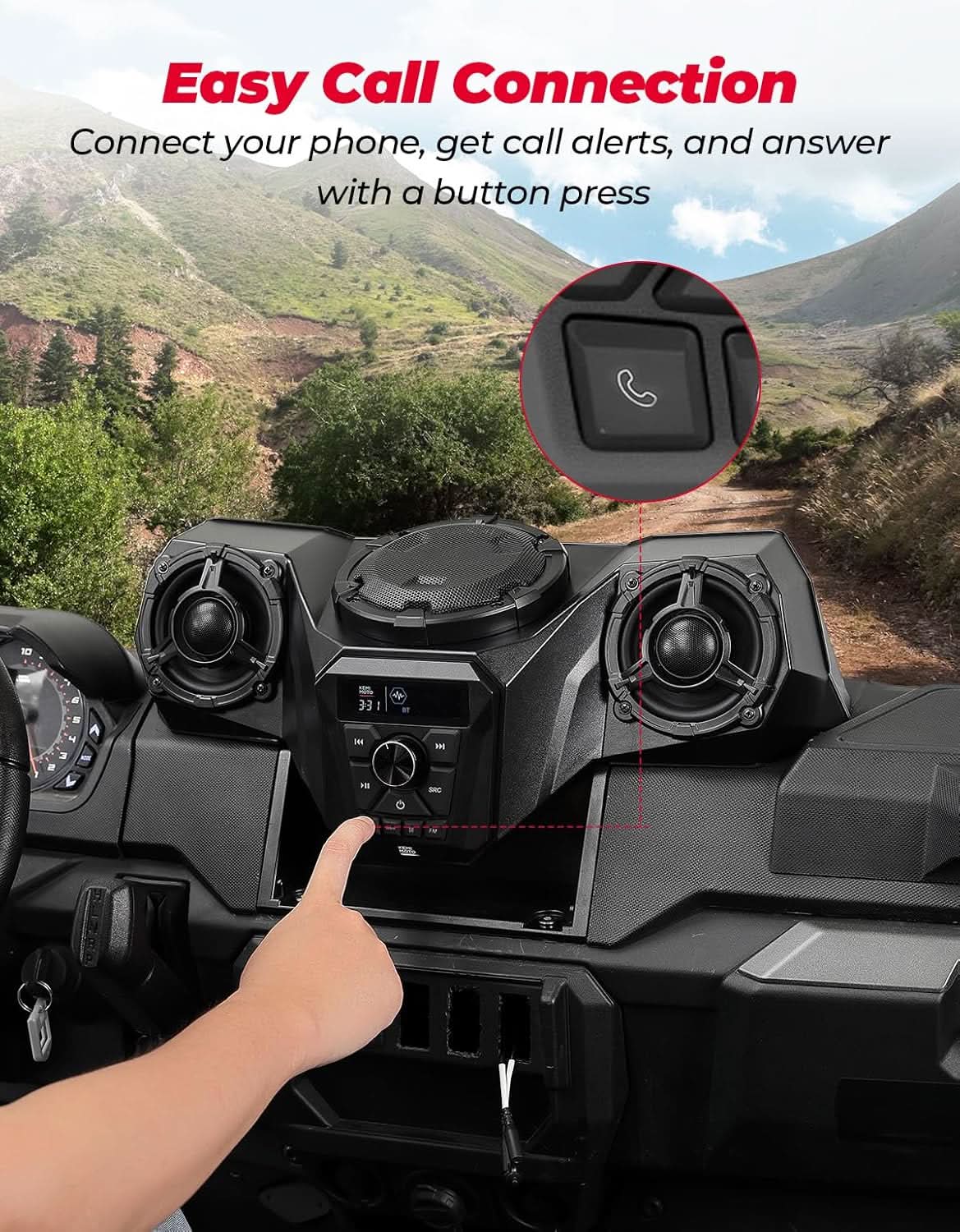3-Speaker UTV Audio Kit with 5.25" Woofer for Polaris Ranger 1000 / XP / Crew 2018–2026 - Image 7