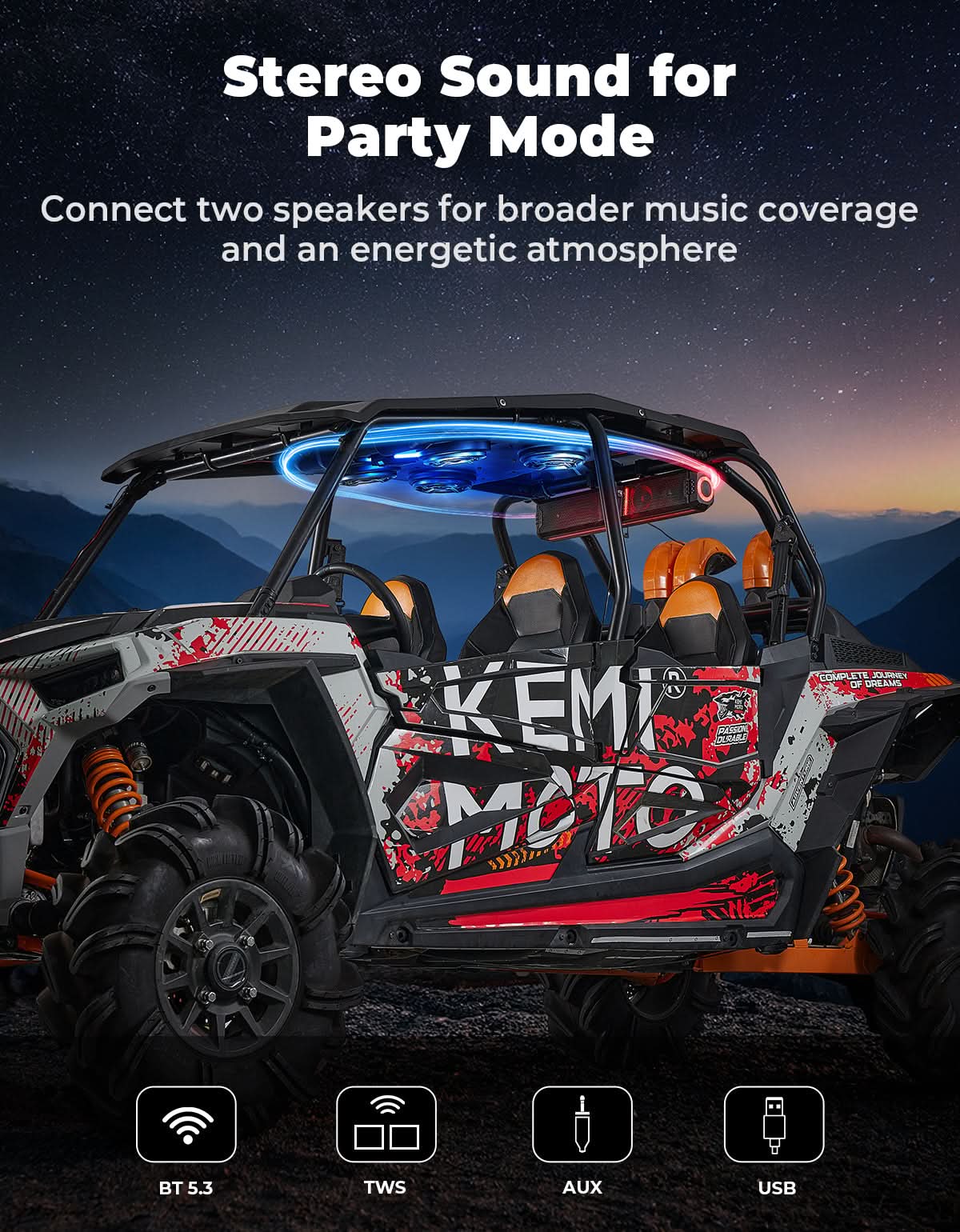 UTV Speaker with Roof for Polaris RZR XP4 1000 (2014-2023) - Image 3
