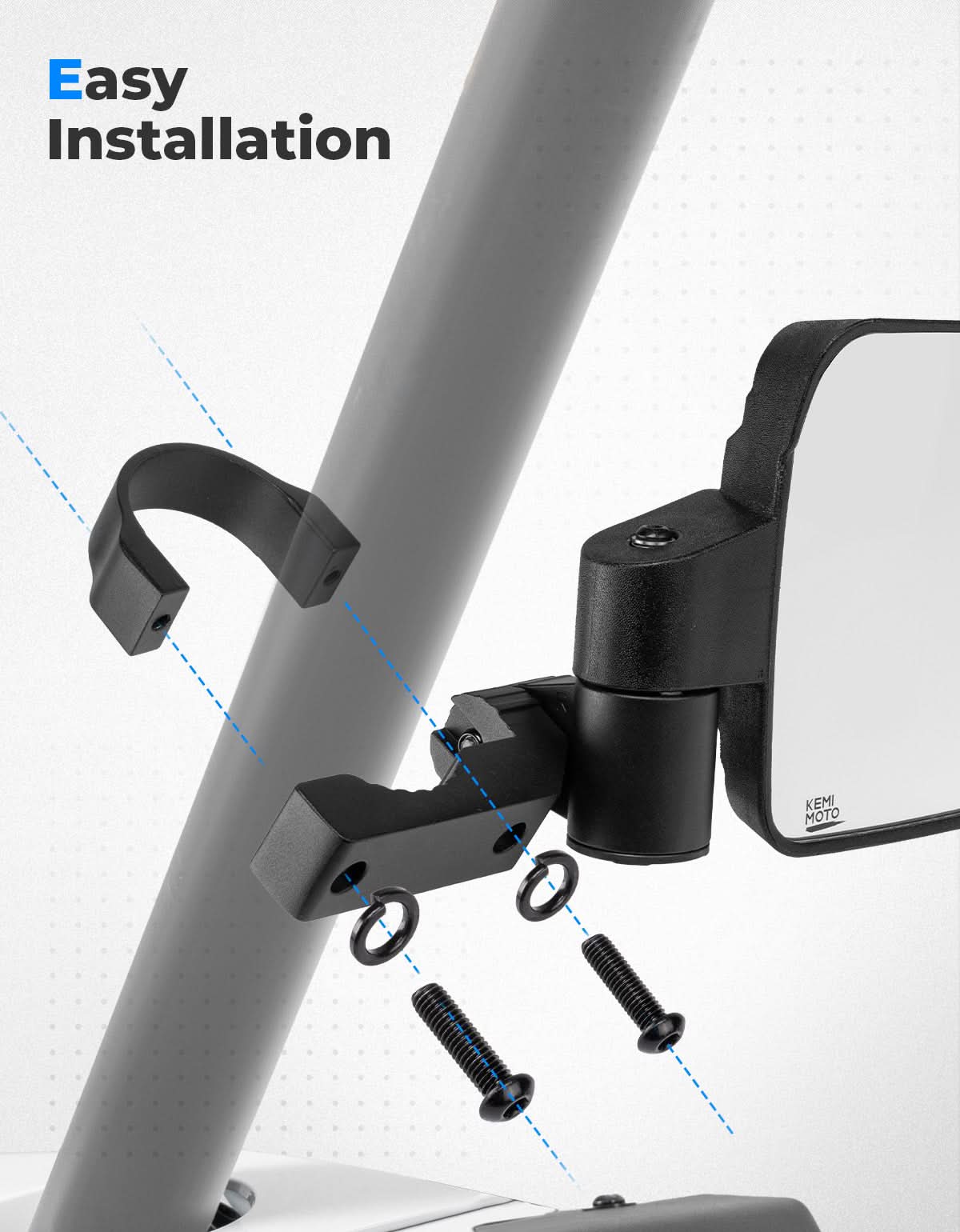 UTV Side Mirrors with Spring Back Feature for 1.65-2 Inch Roll Bars - Image 3