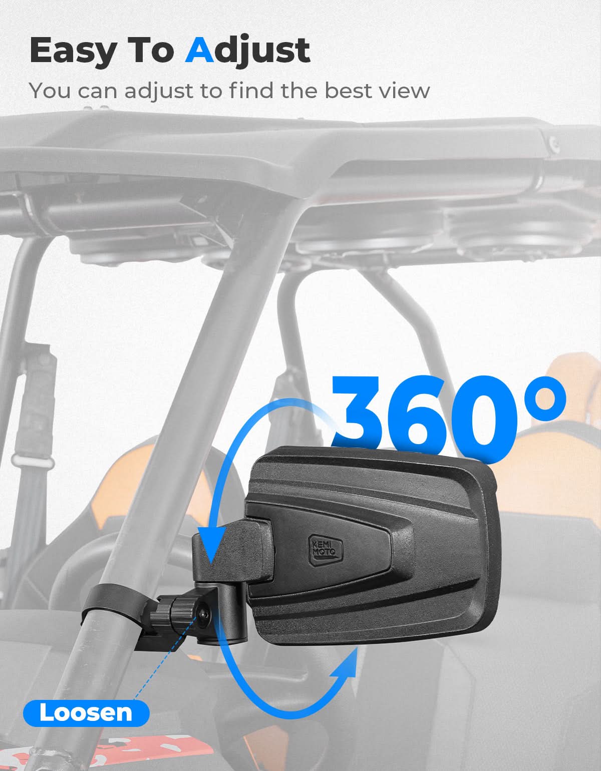UTV Side Mirrors with Spring Back Feature for 1.65-2 Inch Roll Bars - Image 5