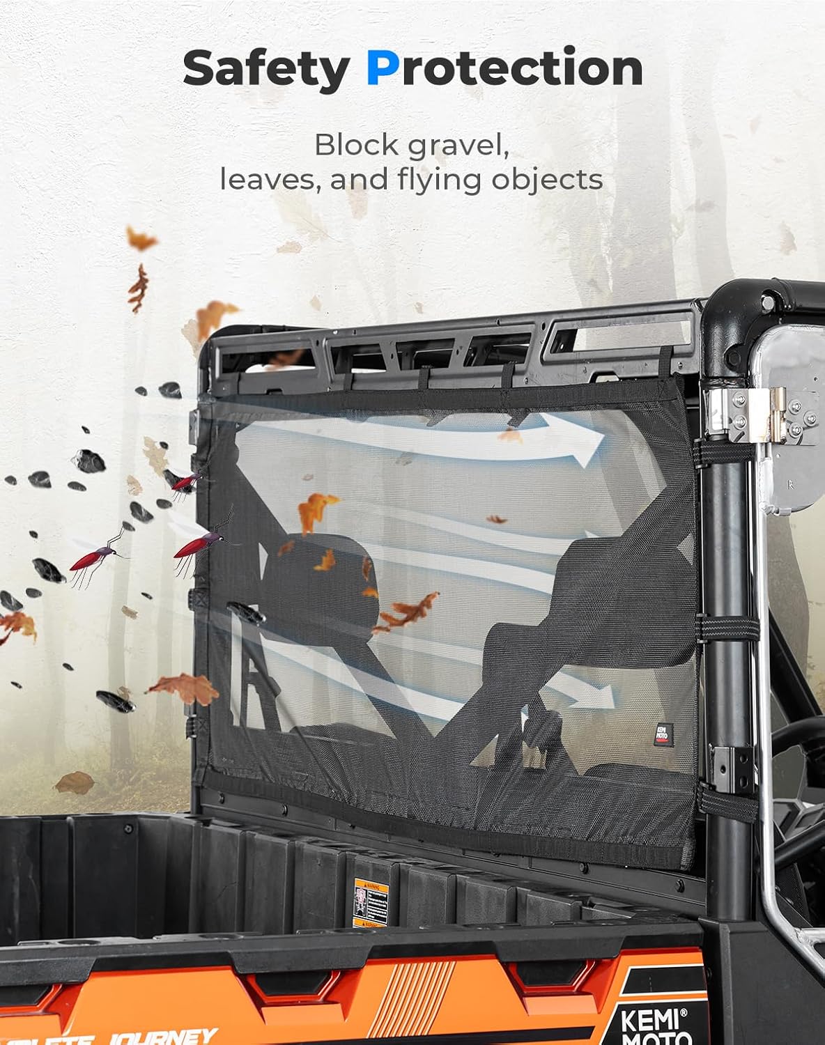 UTV Sunshade Soft Rear Window Net for Polaris Ranger 1000 XP/CREW 2017-2025 - Image 6