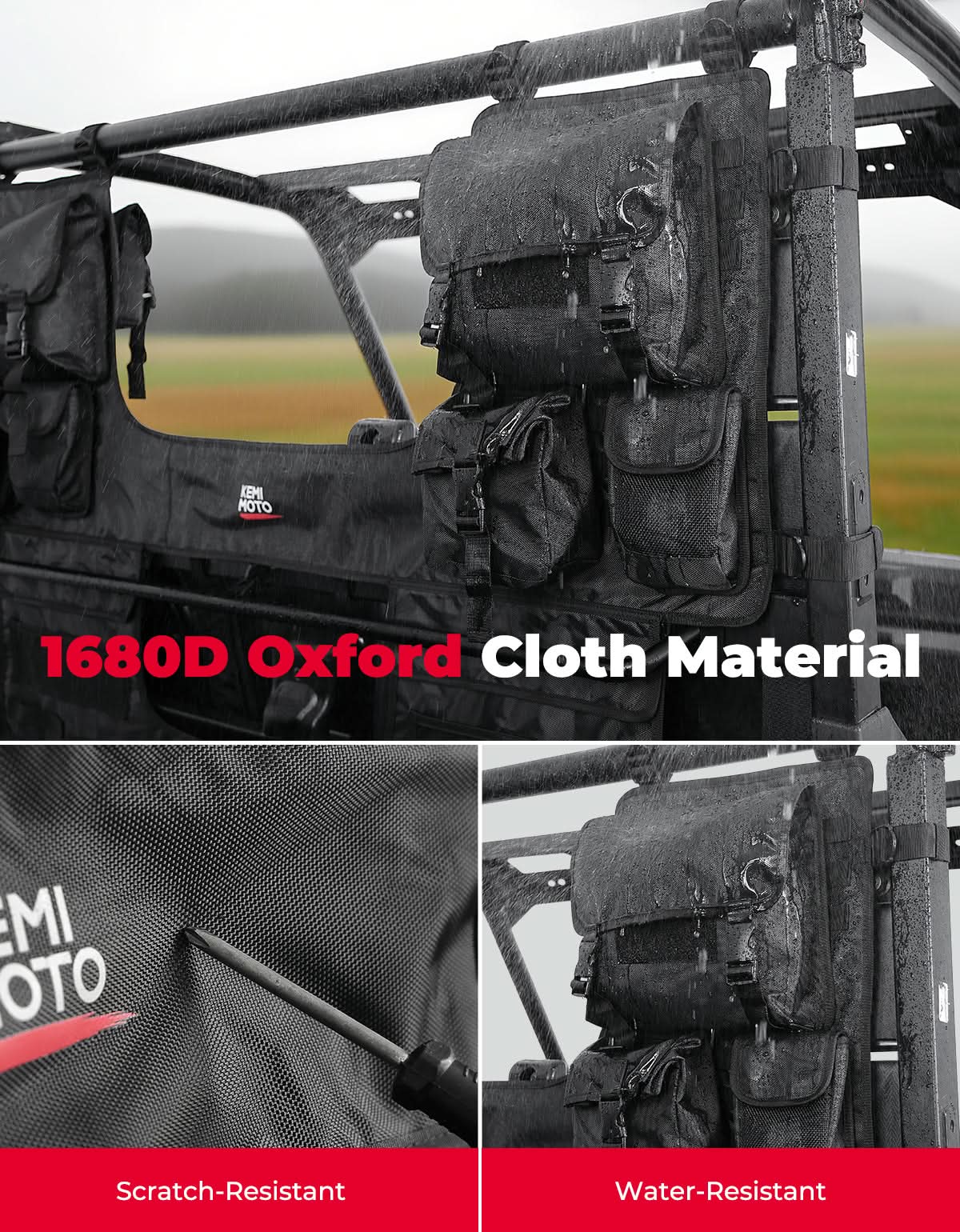 UTV Tool Bag Rack Heavy Duty Canvas Seat Back Rack for Polaris Ranger | Can Am | CFMOTO - Image 3