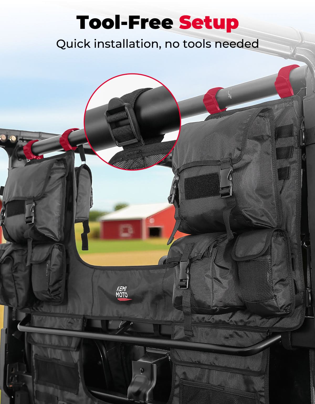 UTV Tool Bag Rack Heavy Duty Canvas Seat Back Rack for Polaris Ranger | Can Am | CFMOTO - Image 6