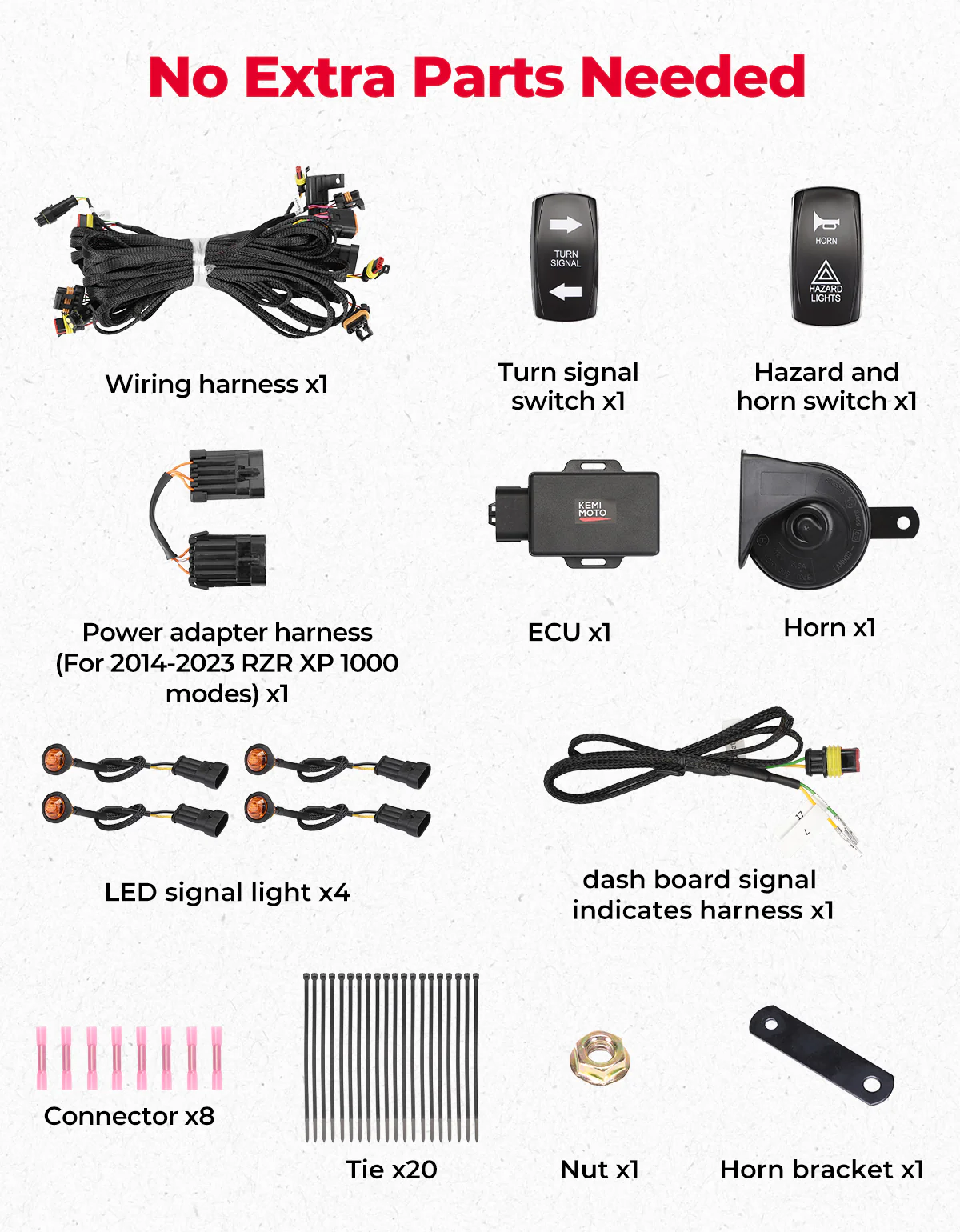 UTV Turn Signal Kit for 2018+ Ranger XP 1000/Crew/2014-2026 RZR XP 1000 - Image 8