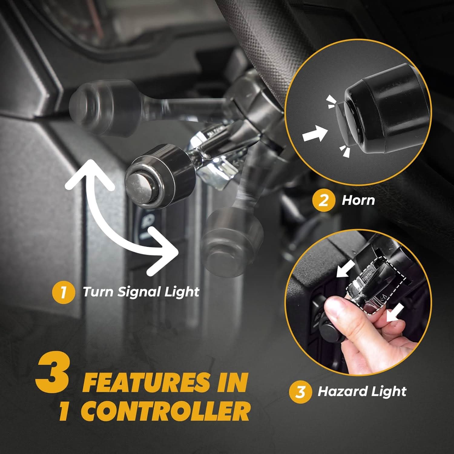 UTV Turn Signal Kit with Horn for Polaris, Can-Am, Kawasaki, Arctic Cat, CFMOTO - Image 2