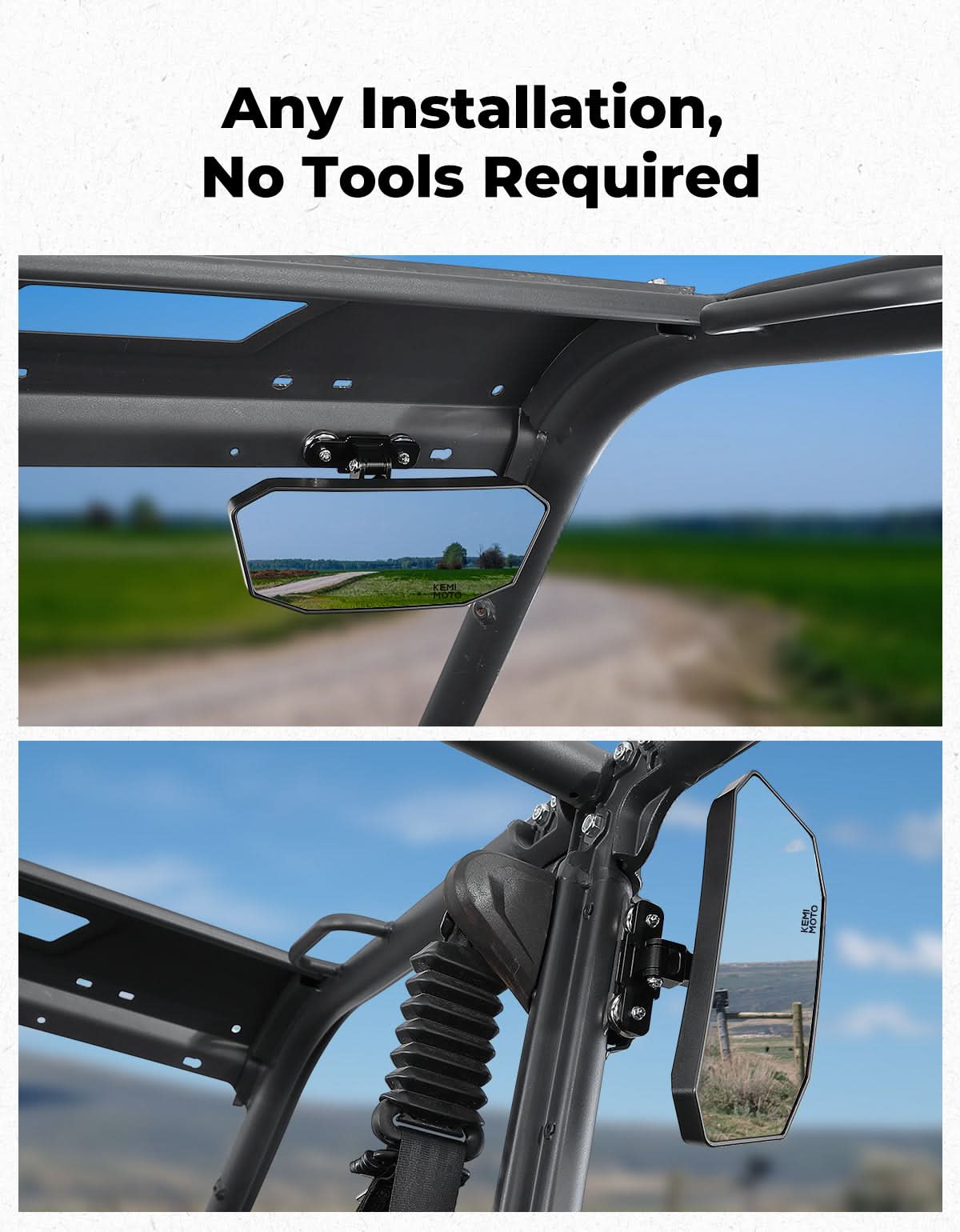 UTV Universal Magnetic Rear View Mirror for Polaris Ranger, Can-Am Defender & Golf Carts - Image 5