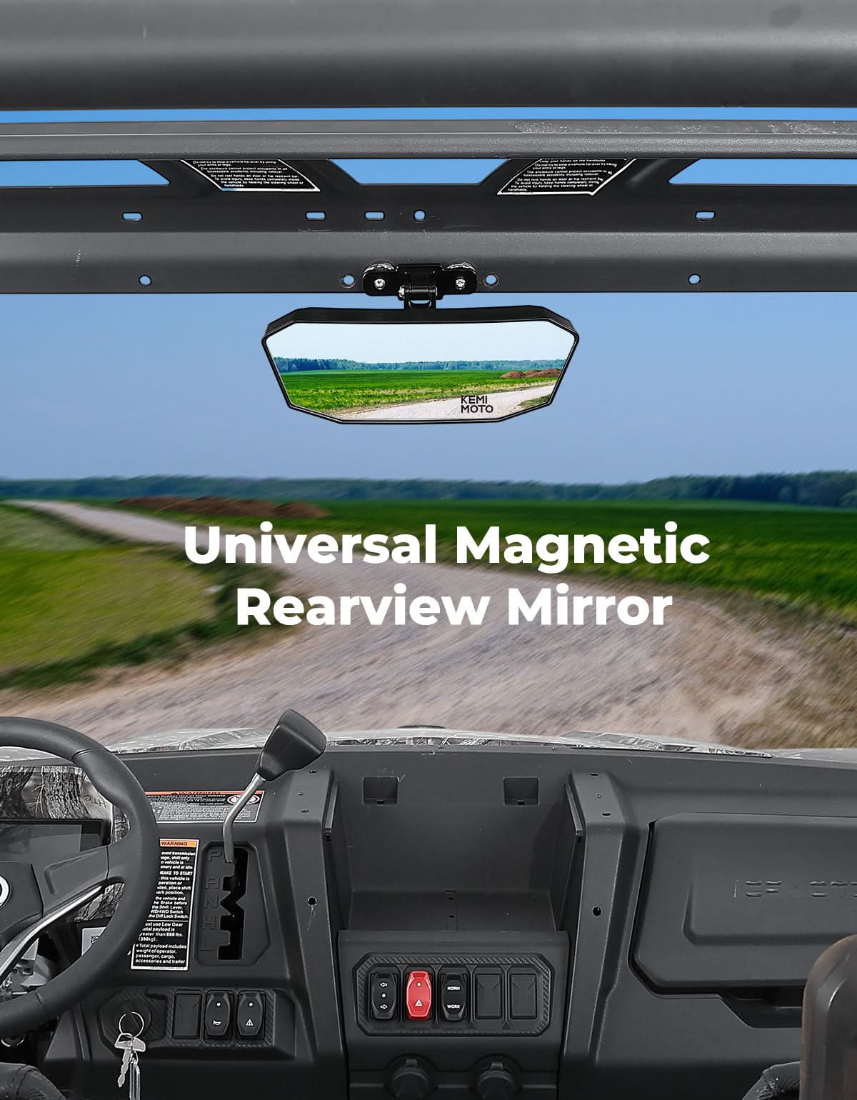 UTV Universal Magnetic Rear View Mirror for Polaris Ranger, Can-Am Defender & Golf Carts - Image 7