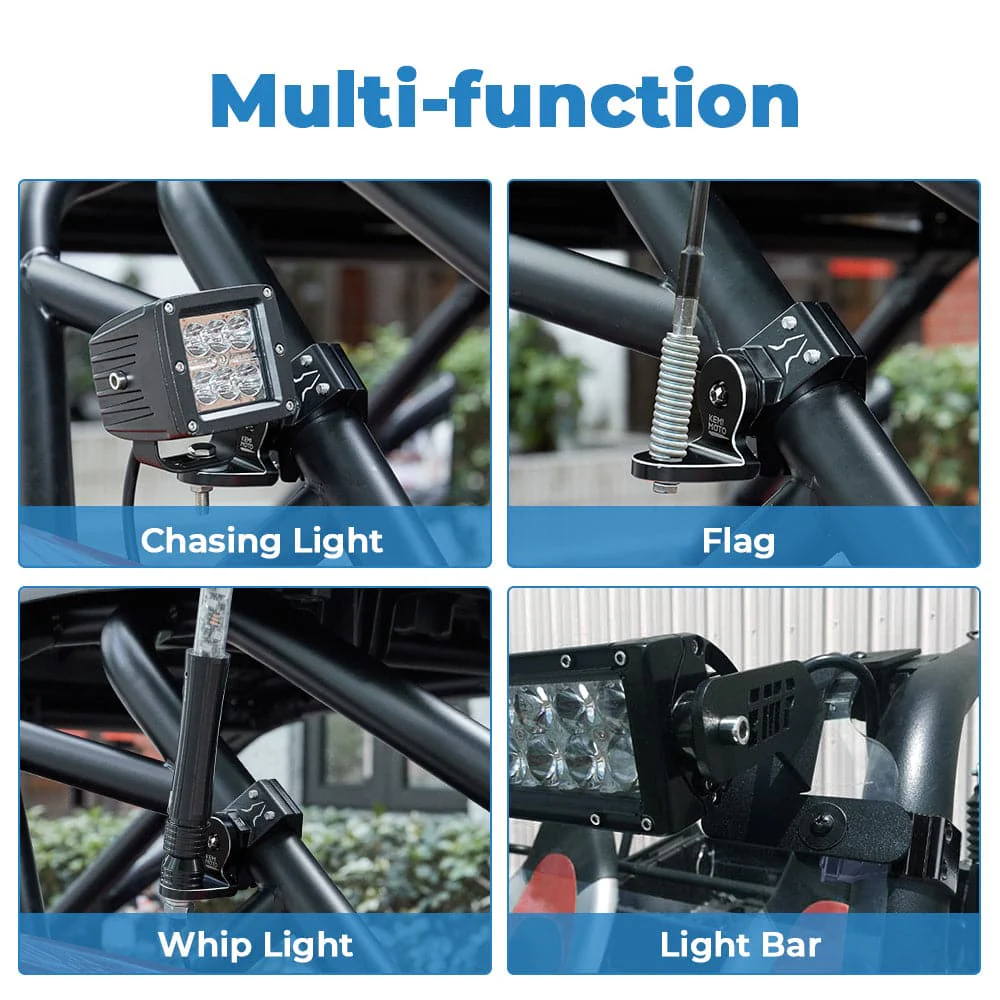 UTV Flag Mount, Whip Light Mount for 1.75 to 2 inch Roll Bar - Image 4