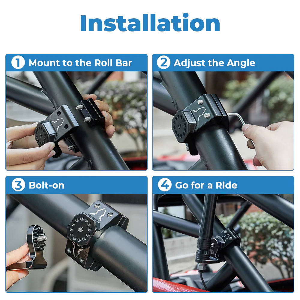 UTV Flag Mount, Whip Light Mount for 1.75 to 2 inch Roll Bar - Image 7