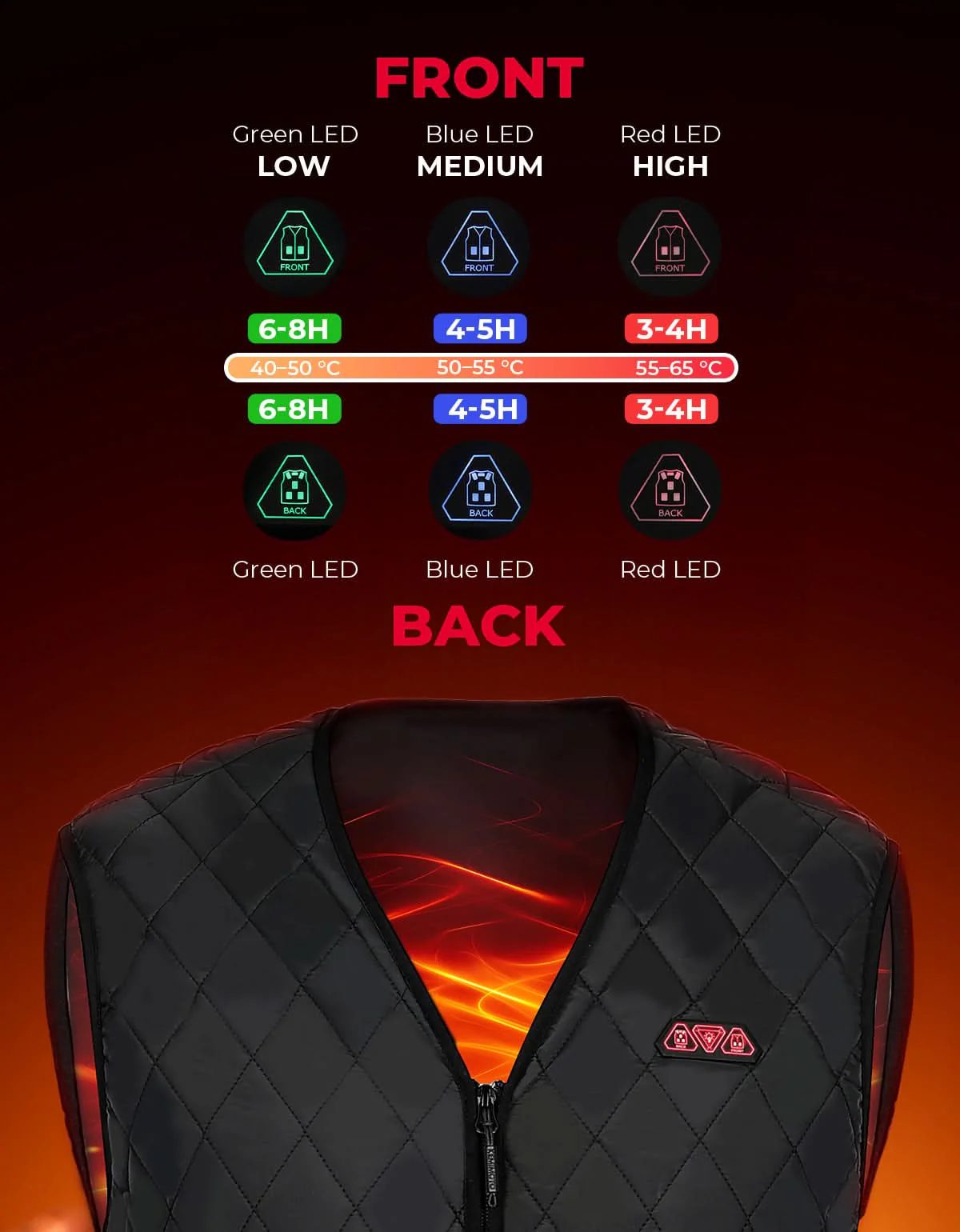 Heated Vest for Men Winter V-Neck Quilted Puffer Jacket (Batteries Not Included) - Image 5