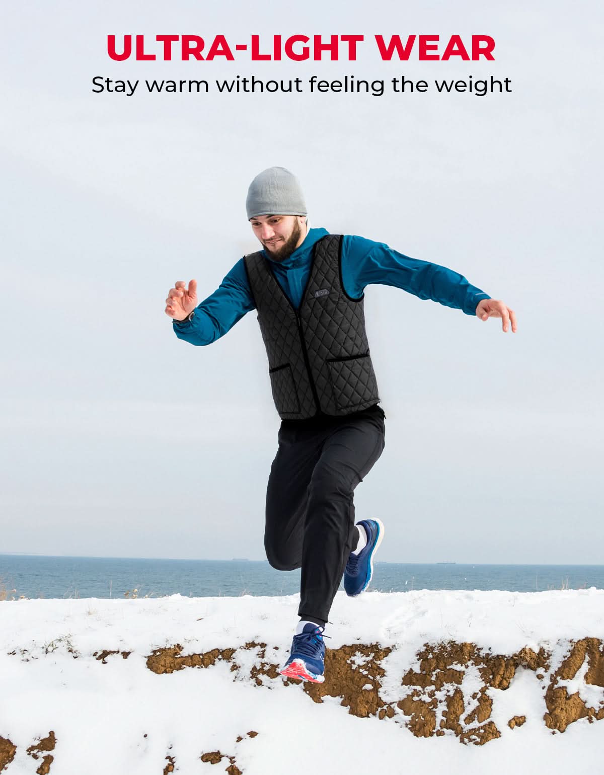 Heated Vest for Men Winter V-Neck Quilted Puffer Jacket (Batteries Not Included) - Image 6