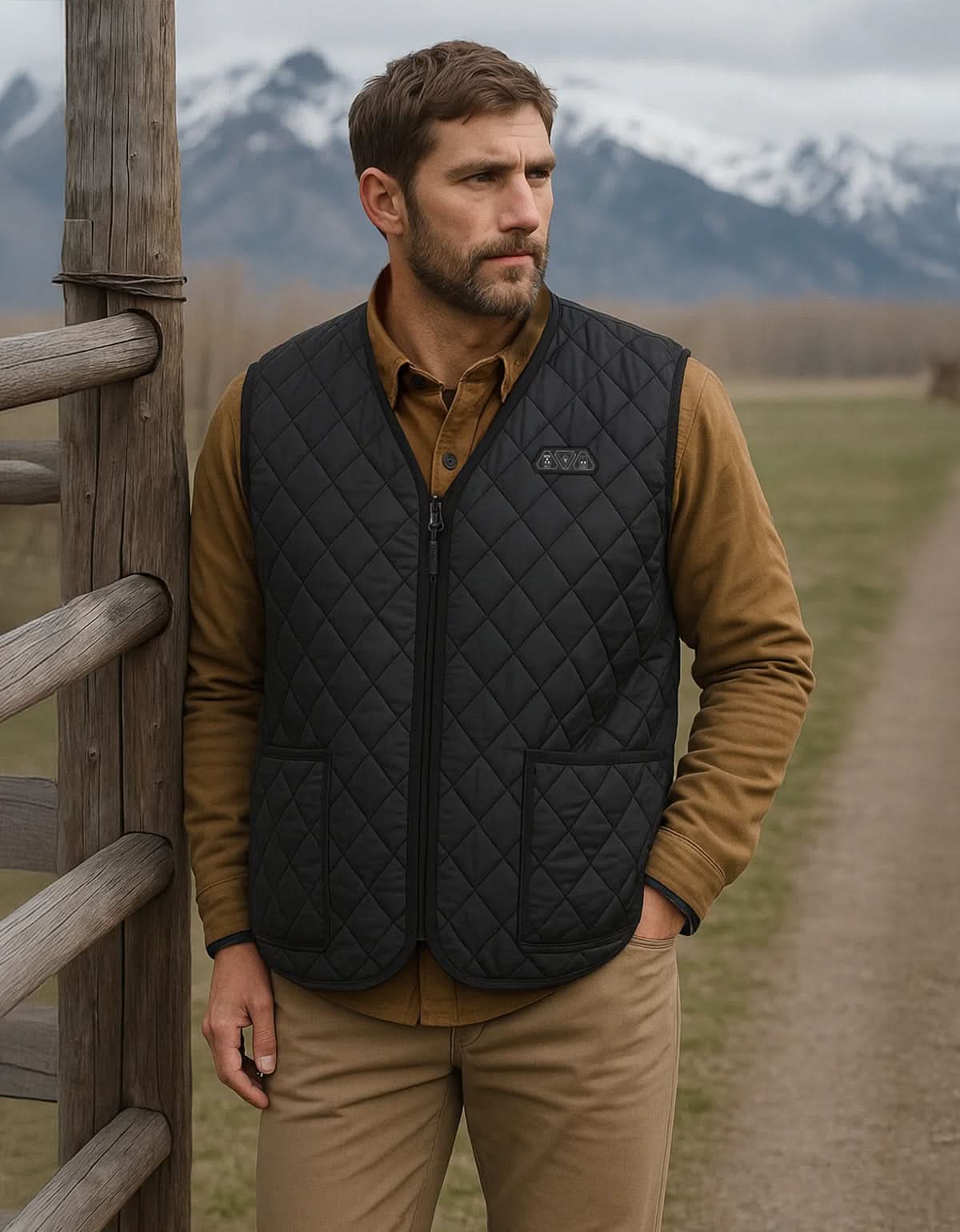 Heated Vest for Men Winter V-Neck Quilted Puffer Jacket (Batteries Not Included) - Image 8