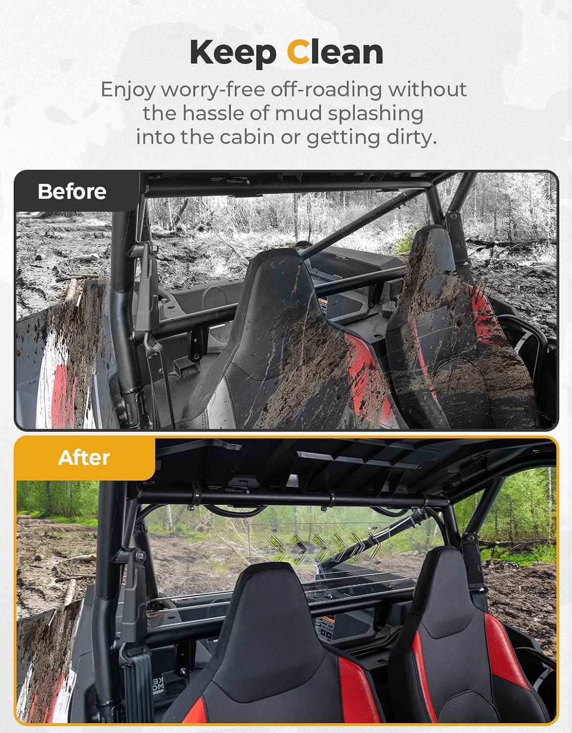 Vented Clear Rear Windshield for Polaris RZR XP 1000 2024-2025 - Image 3