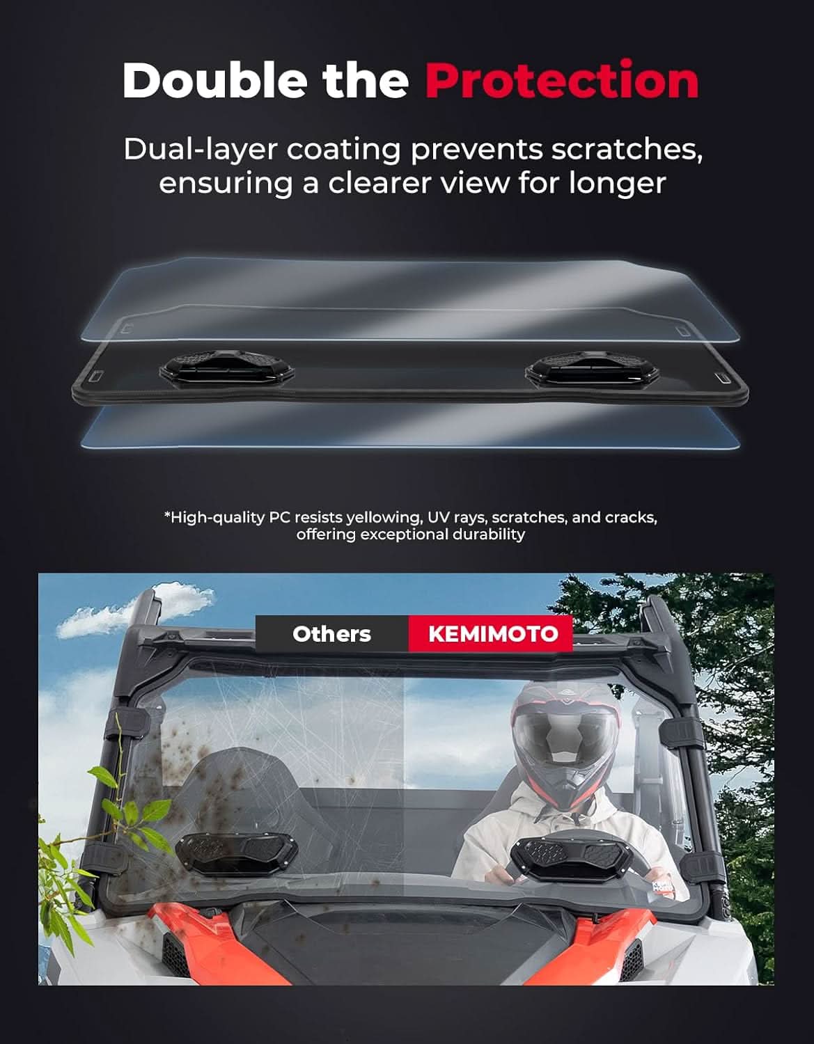 Vented Front Full Windshield for Polaris General 1000 / 4 1000 / XP 1000 / XP 4 1000 (2016-2026) - Image 3