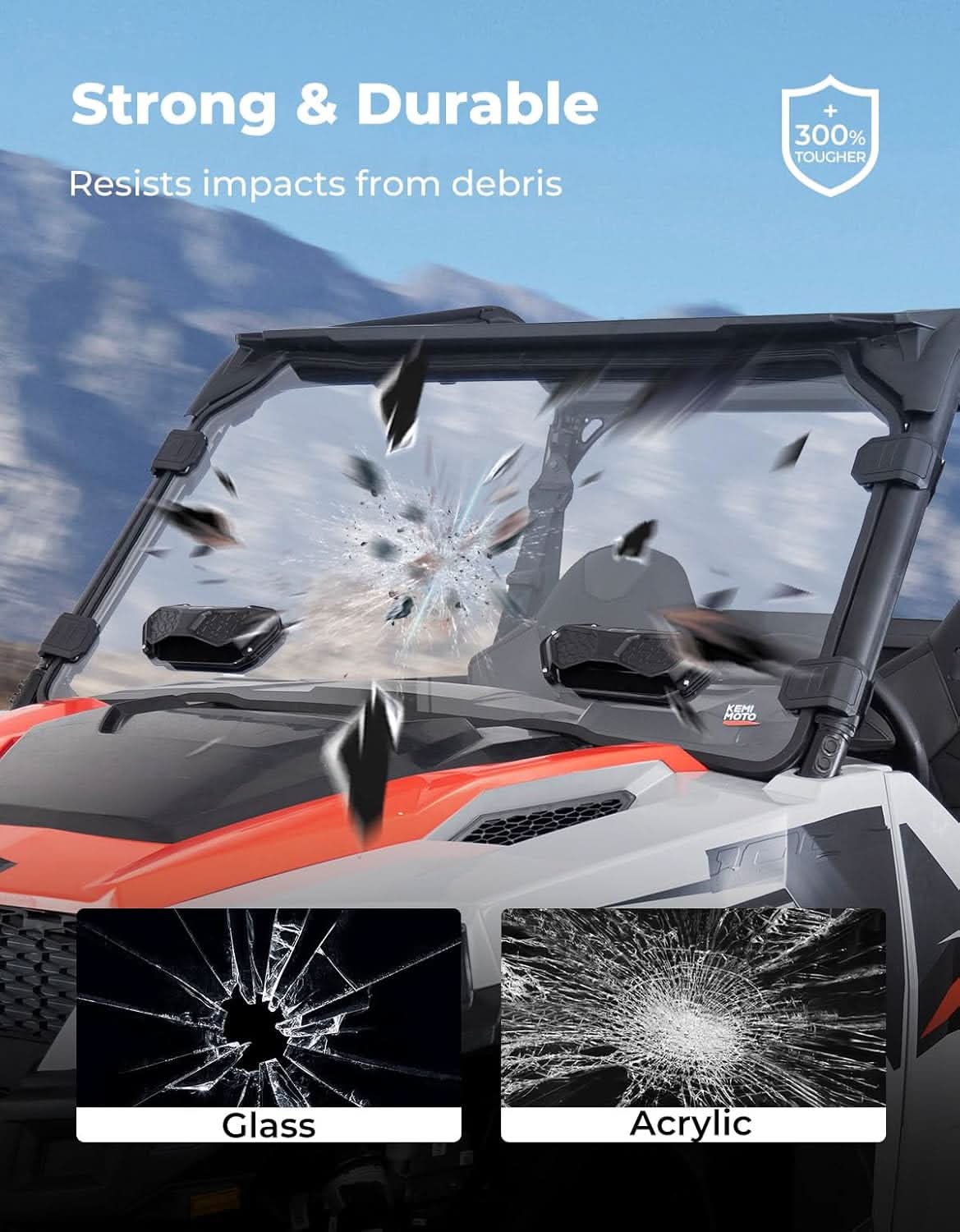 Vented Front Full Windshield for Polaris General 1000 / 4 1000 / XP 1000 / XP 4 1000 (2016-2026) - Image 4