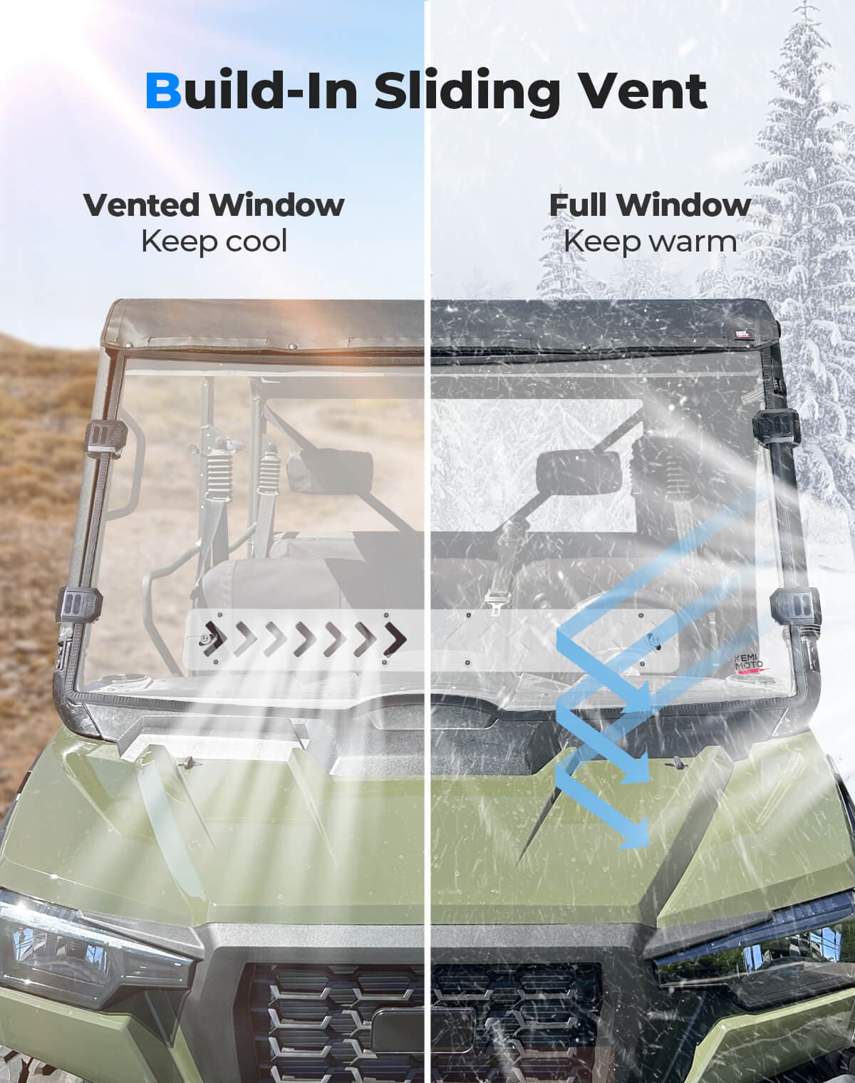 Vented Front Full Windshield for Tracker 800SX | Arctic Cat Prowler Pro - Image 3