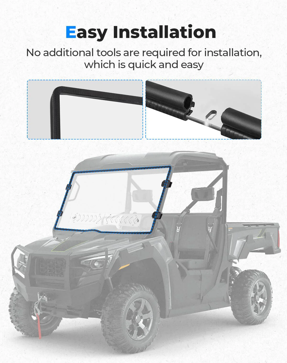 Vented Front Full Windshield for Tracker 800SX | Arctic Cat Prowler Pro - Image 6