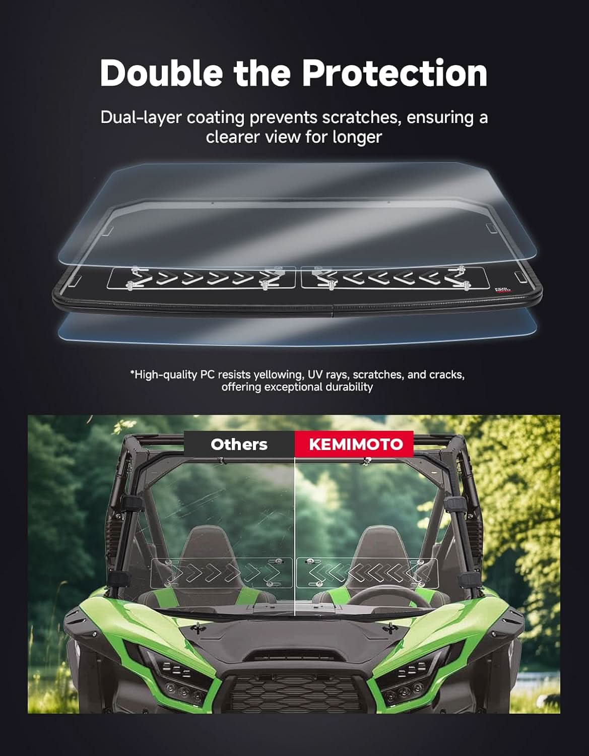 Vented Front Windshield For Kawasaki Teryx KRX 1000 - Image 7