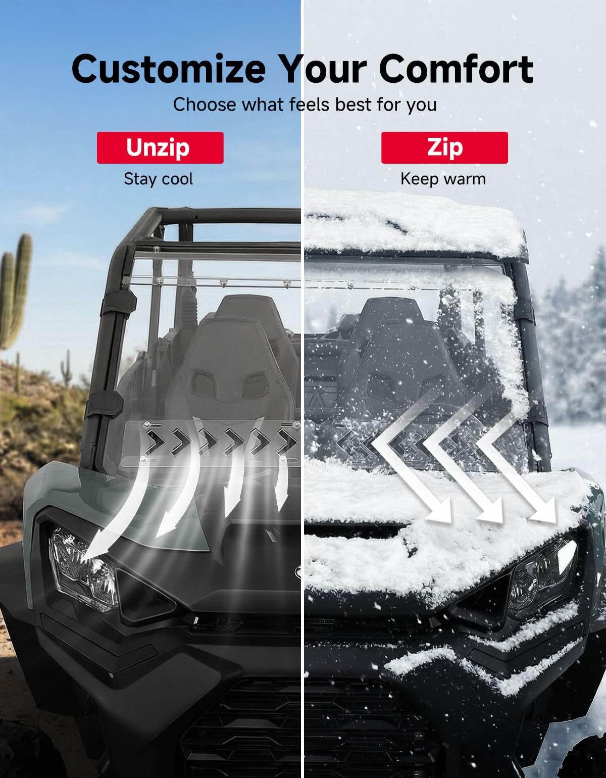 Vented Full Windshield For Can-Am Commander Maverick Sport Trail  (2018–2026) - Image 3