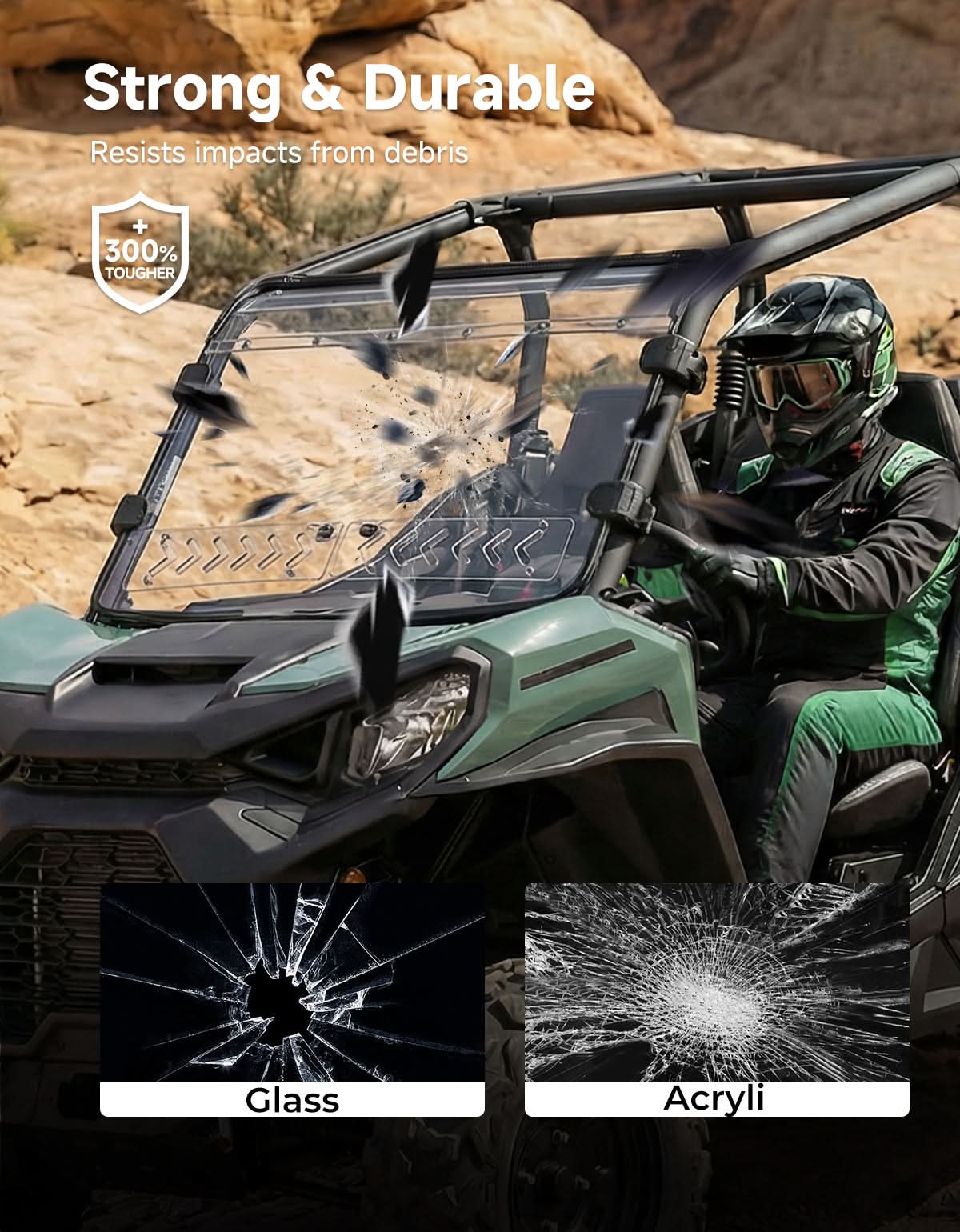 Vented Full Windshield For Can-Am Commander Maverick Sport Trail  (2018–2026) - Image 6